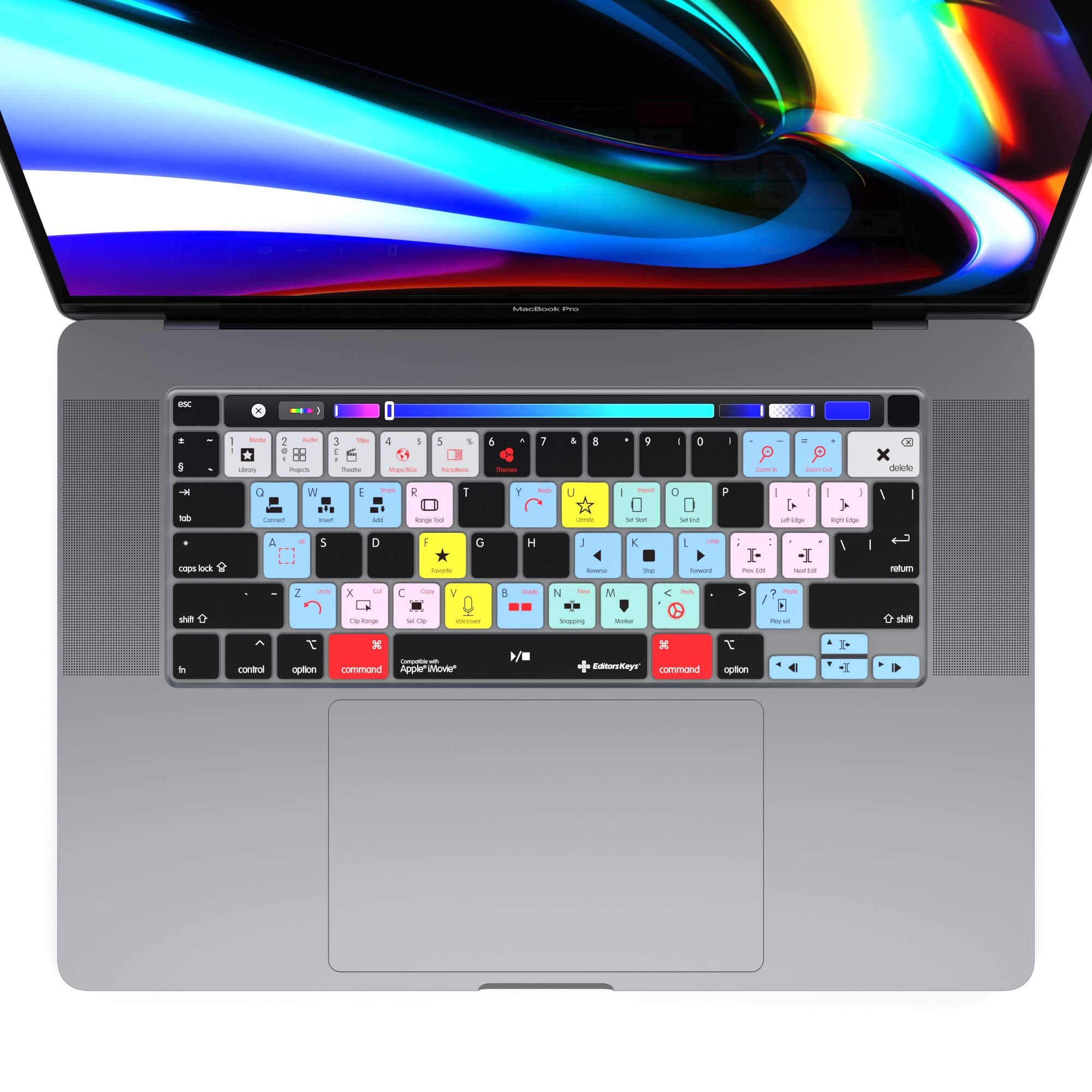 iMovie Tastatur-Abdeckung für MacBook Pro 2020+ 33 cm (13 Zoll) und 40,6 cm (16 Zoll) | echte Shortcut-Abdeckung von Editors Keys | nicht für andere MacBook-Modelle geeignet