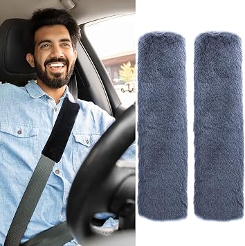 2 Pack Soft Car Seat Belt Pad Cover, Universal Car Safety Seat Belt Strap Shoulder Pad for Adults Kids Women & Men, Seatbelt Protector Cover Pads for Sedan SUV Trucks Grey
