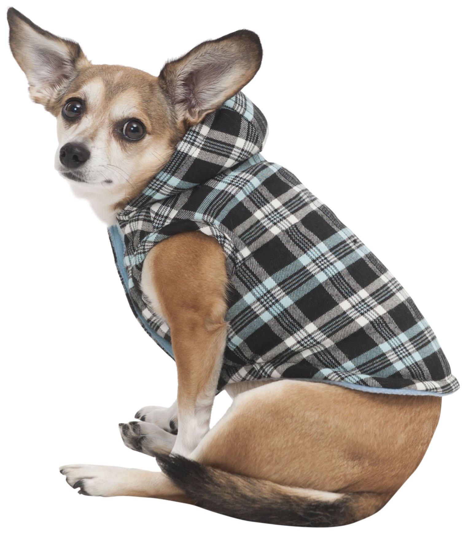 Animate Hundemantel Mit Fleece-Futter - Wasserdicht, Beige-blau Kariert