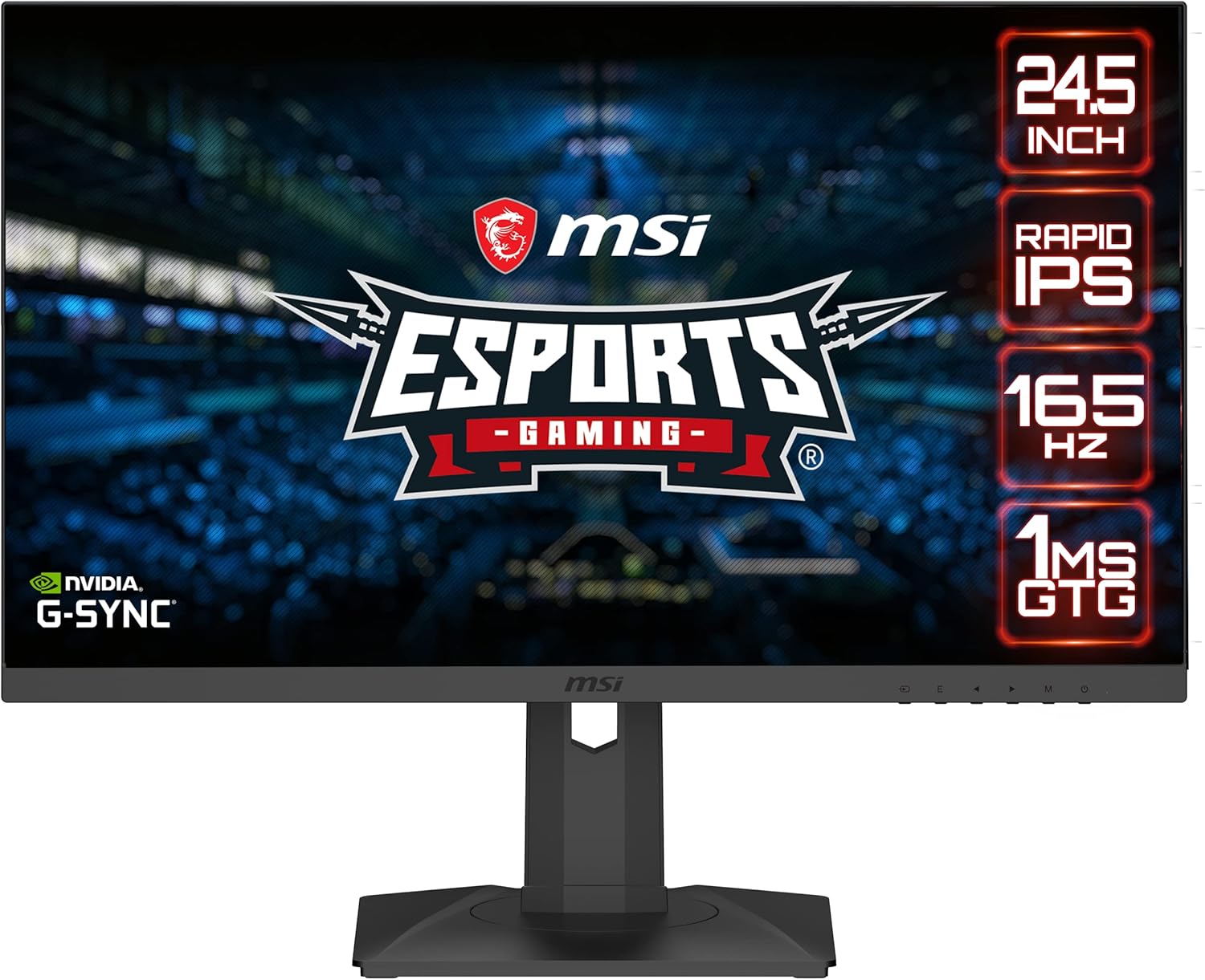 MSI Optix G251PF Monitor Gaming 24,5, 16:9 (FHD) 1920x1080, Rapid IPS, 165Hz, 1ms (GTG), G-SYNC Compatibile, HDR 400, Regolabile in altezza e inclinazione, MSI Gaming OSD, VESA 100x100mm MSI Optix G251PF Monitor Gaming 24,5, 16:9 (FHD) 1920x1080, Rapid IPS, 165Hz, 1ms (GTG), G-SYNC Compatibile, HDR 400, Regolabile in altezza e inclinazione, MSI Gaming OSD, VESA 100x100mm