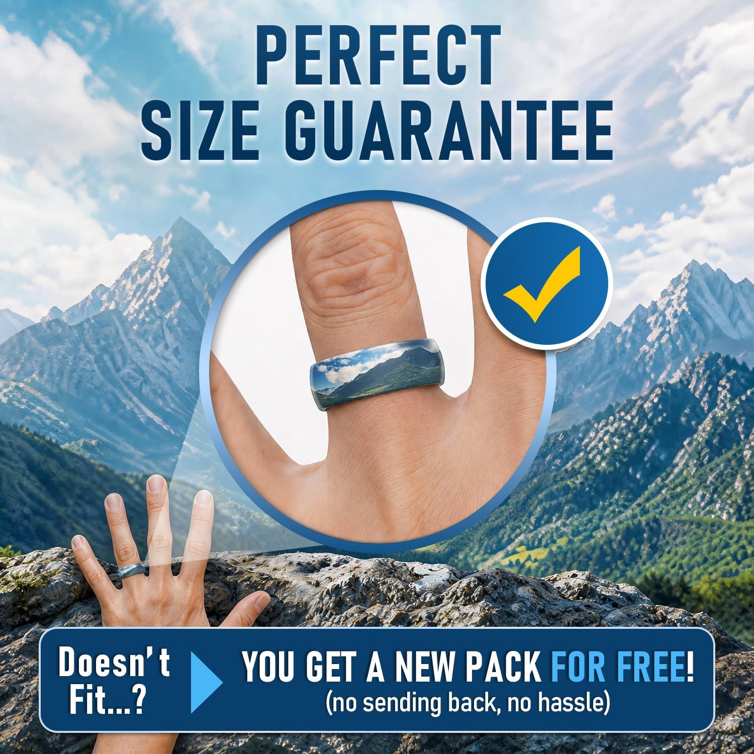 Egnaro Silicone Stylish Wedding Rings for Men, Printed Design, Breathable Rubber Bands 8mm Wide 2mm Thick with Comfort Fit