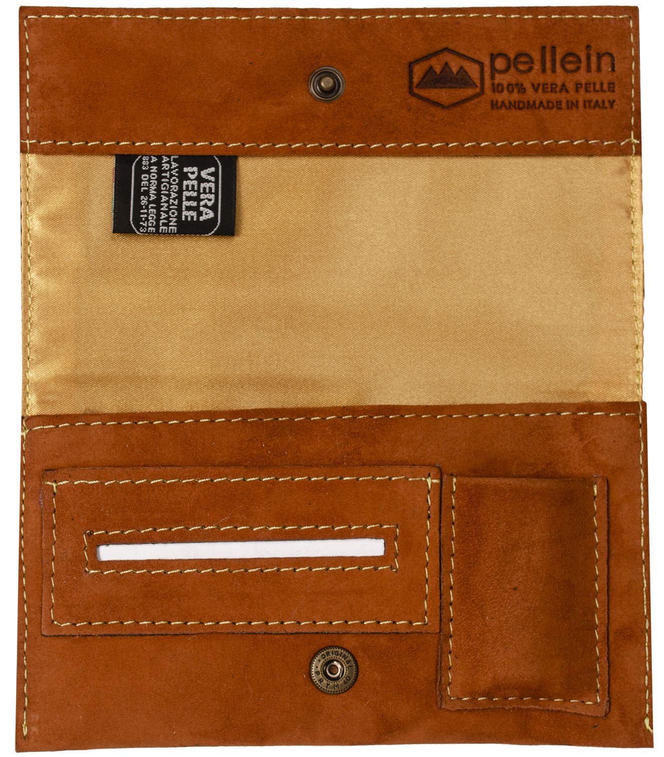 Pellein Portatabacco King In Vera Pelle – Handmade In Italy, Con Tasca Per Filtri, Cartine E Accendino