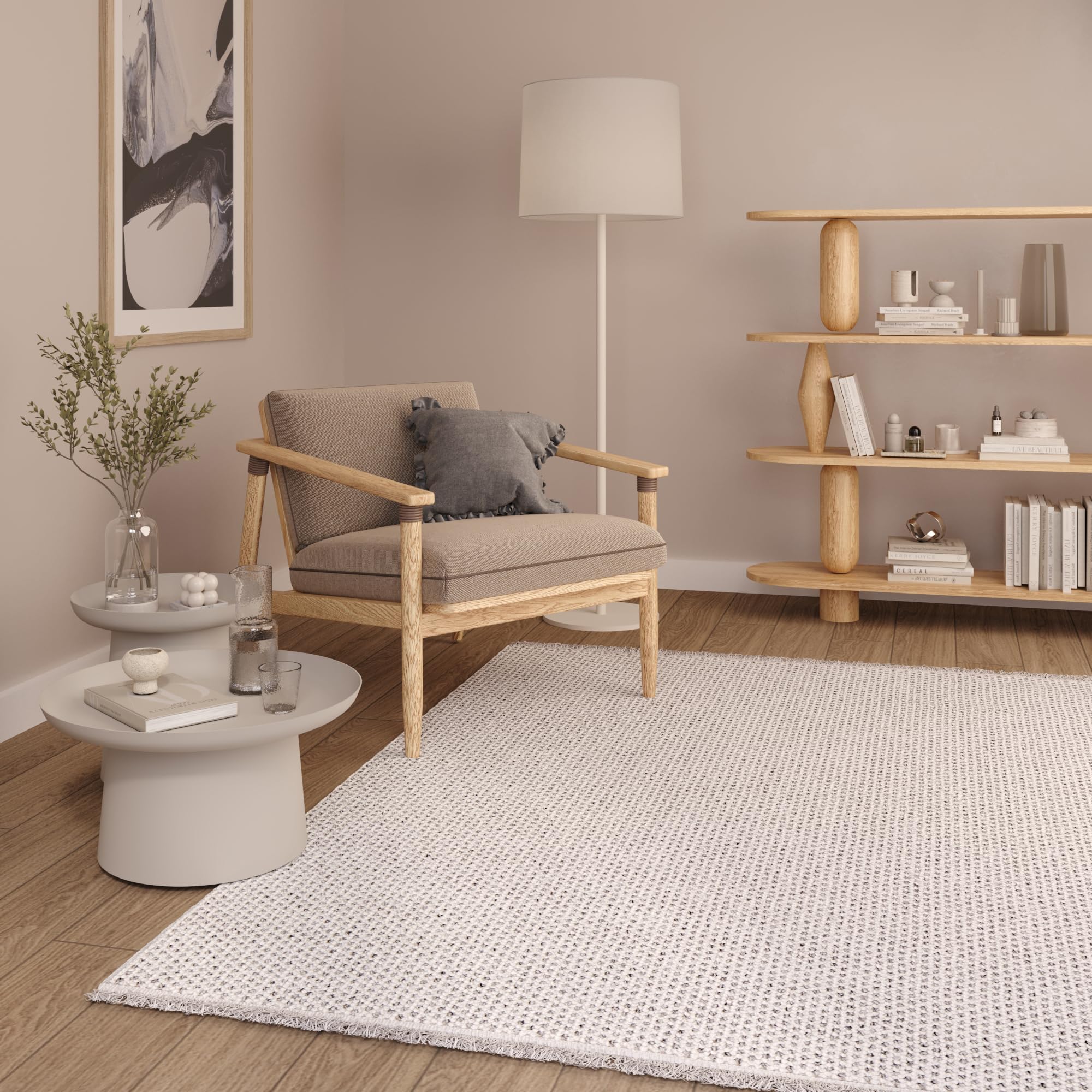 TAPISO Agra Tapis Poils Courts Bouclé à Franges Moderne Gris Uni Tapis Salon Chambre Adulte Salle à Manger Oeko-TEX Résistant Epais 200 x 300 cm