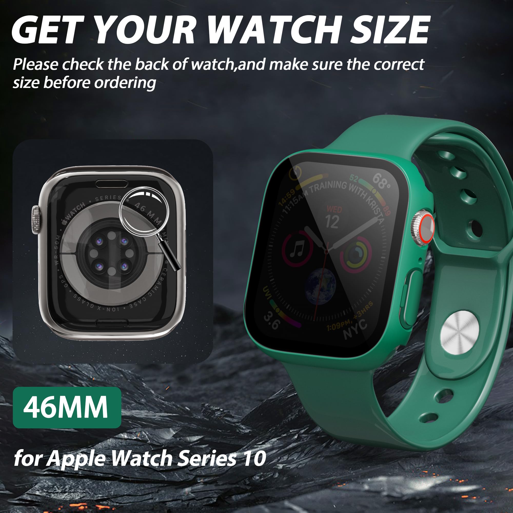 LINTEKER 2 Pack for Apple Watch 46mm Case with Privacy Screen Protector - Image 4