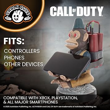 Cableguys Call of Duty Monkey Bomb Controller Holder & Phone Stand - Gaming Accessories for Room and Desk Setup, Holder Compatible with Xbox, PlayStation & Most Standard Game Controllers