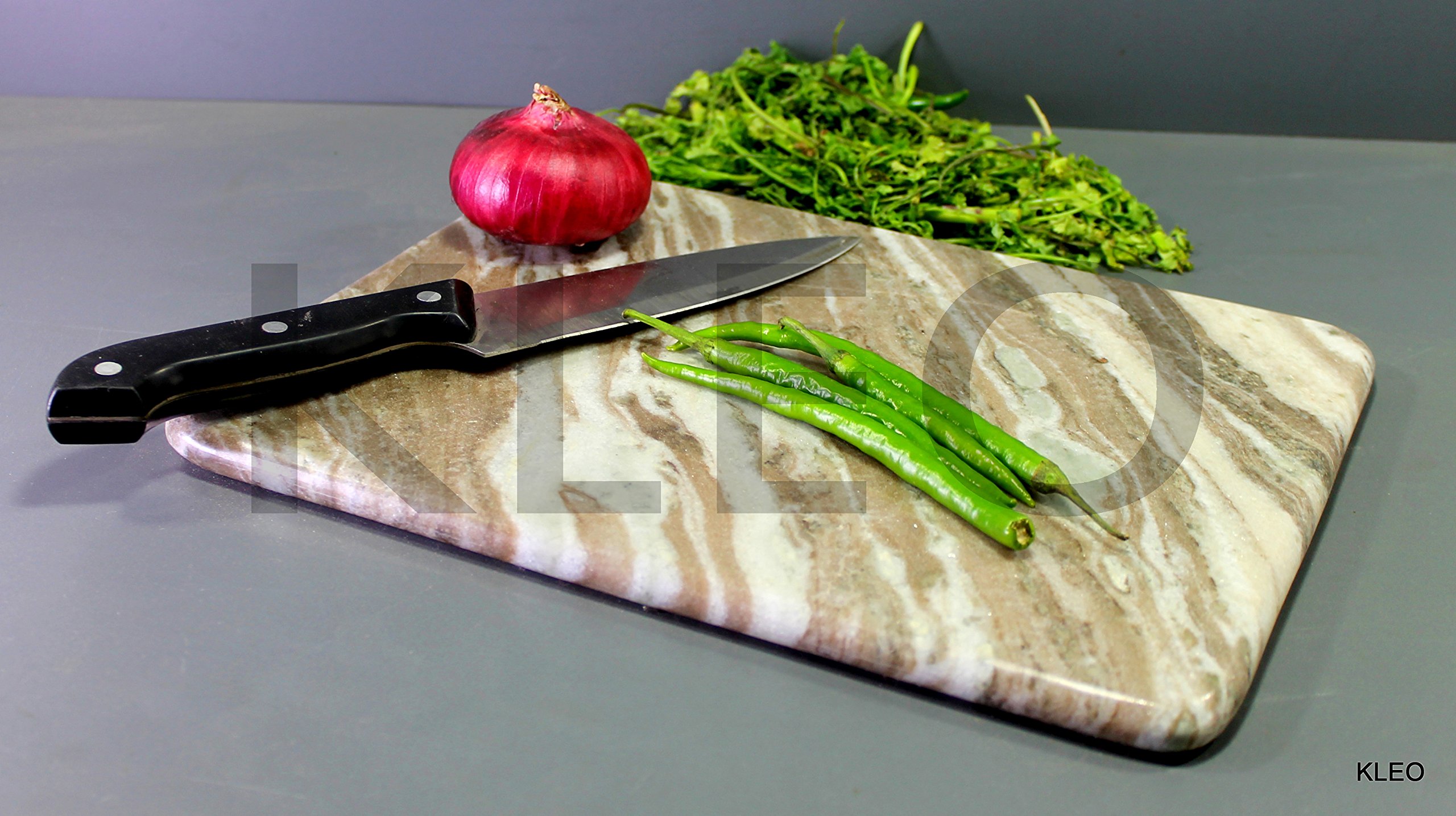 KLEO Marble Chopping Board Cutting Board Cheese Board Cheese Platter - Serve Wine, Cheese and Salami (Beige) 3