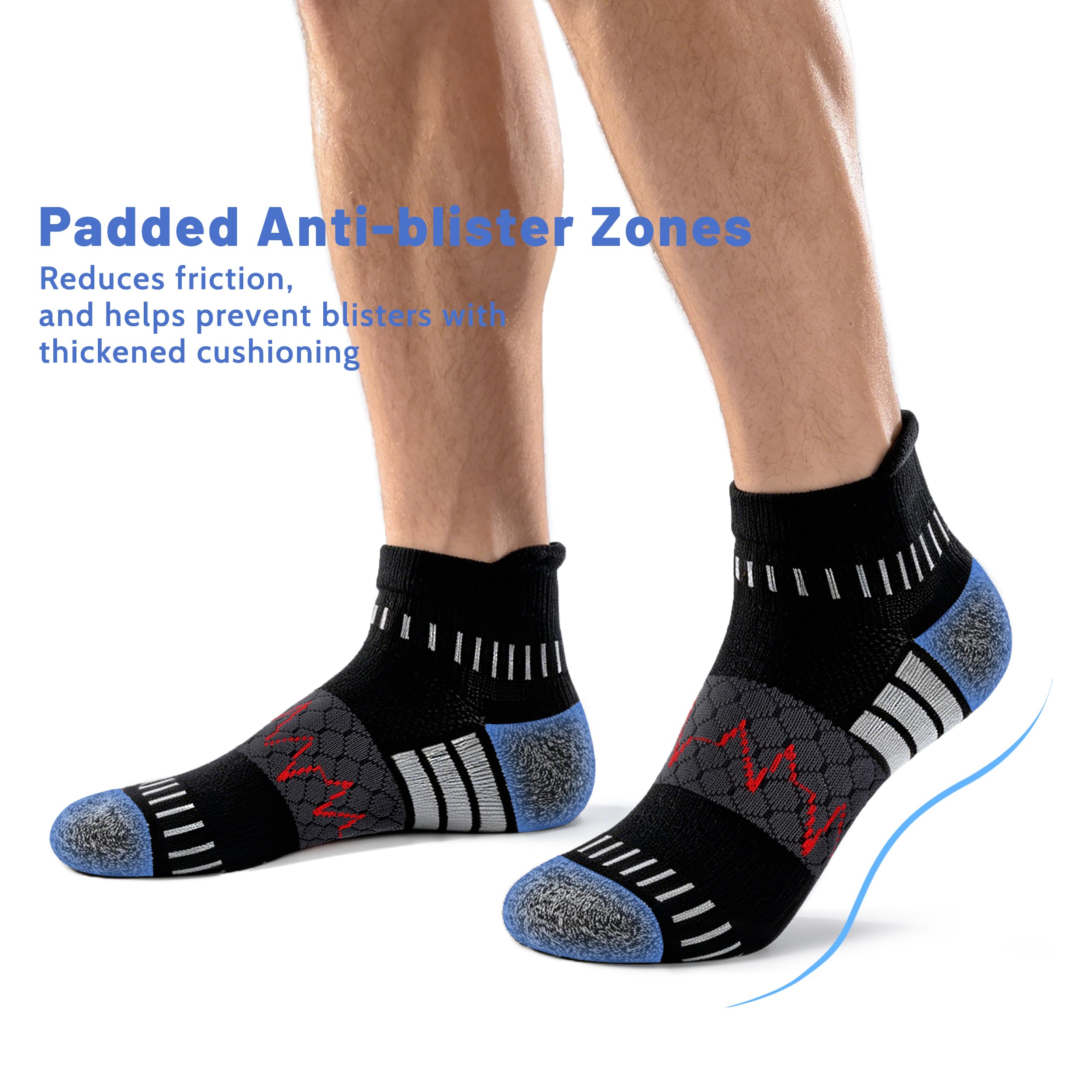 IRAMY Calcetines de compresión para tobillo hombre y mujer, para correr, con soporte del arco del pie y amortiguación, alivio de la fascitis plantar, 3/5 pares