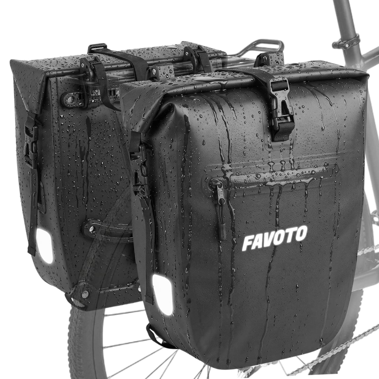 Favoto wasserdichte Fahrradtaschen für Gepäckträger, 24L*2