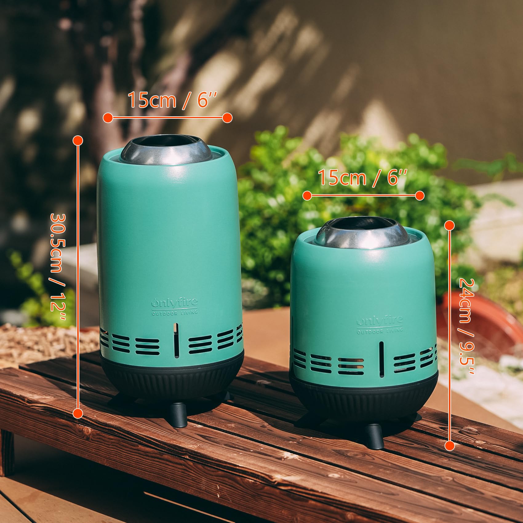 Onlyfire Brasero de Table Outdoor avec Sac de Transport, Foyer sans Fumée, Cheminée de Table en Acier Inoxydable pour Pellets et Bois, Balcon Terrasse et Jardin Déco, 15x30,5cm, Bleu