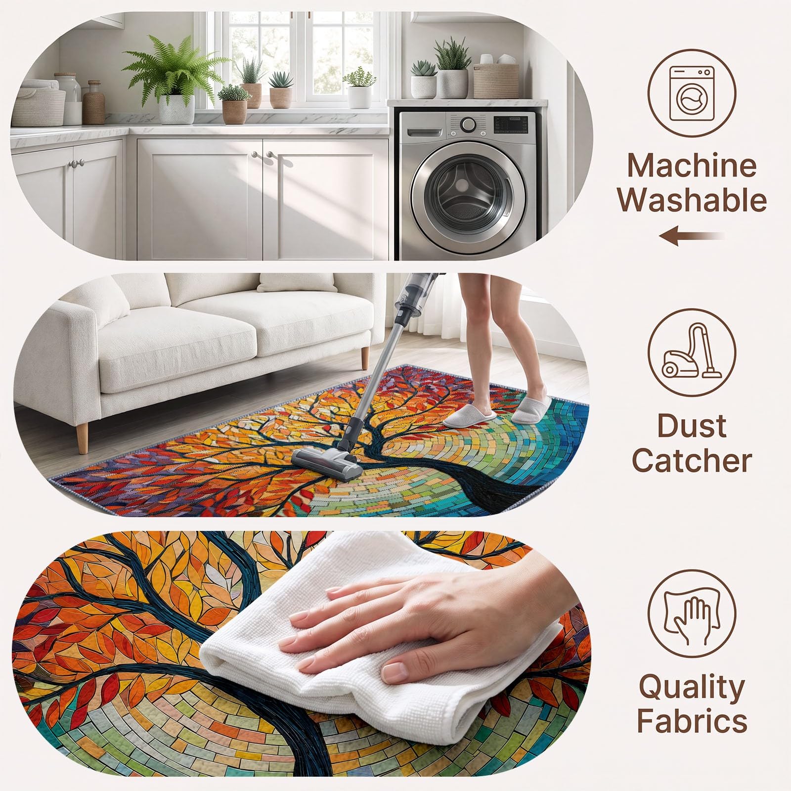Tapis de Salon Arbre Vie Arc en Ciel 160 x 230 cm Garçons Filles Adolescents, Art Fantastique Tapis de Chambre 3D Imprimé Flanelle Lavable Moquette Coucher Cuisine Bureau