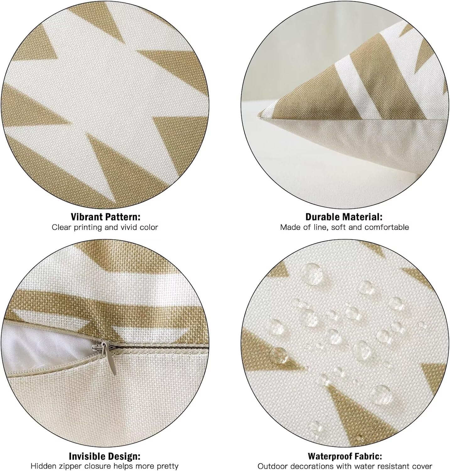 Juego de 4 cojines impermeables para exteriores, 28 x 28 pulgadas, fundas de almohada florales nórdicas para muebles de patio, jardín, sofá, primavera/verano, fundas de lino decorativas