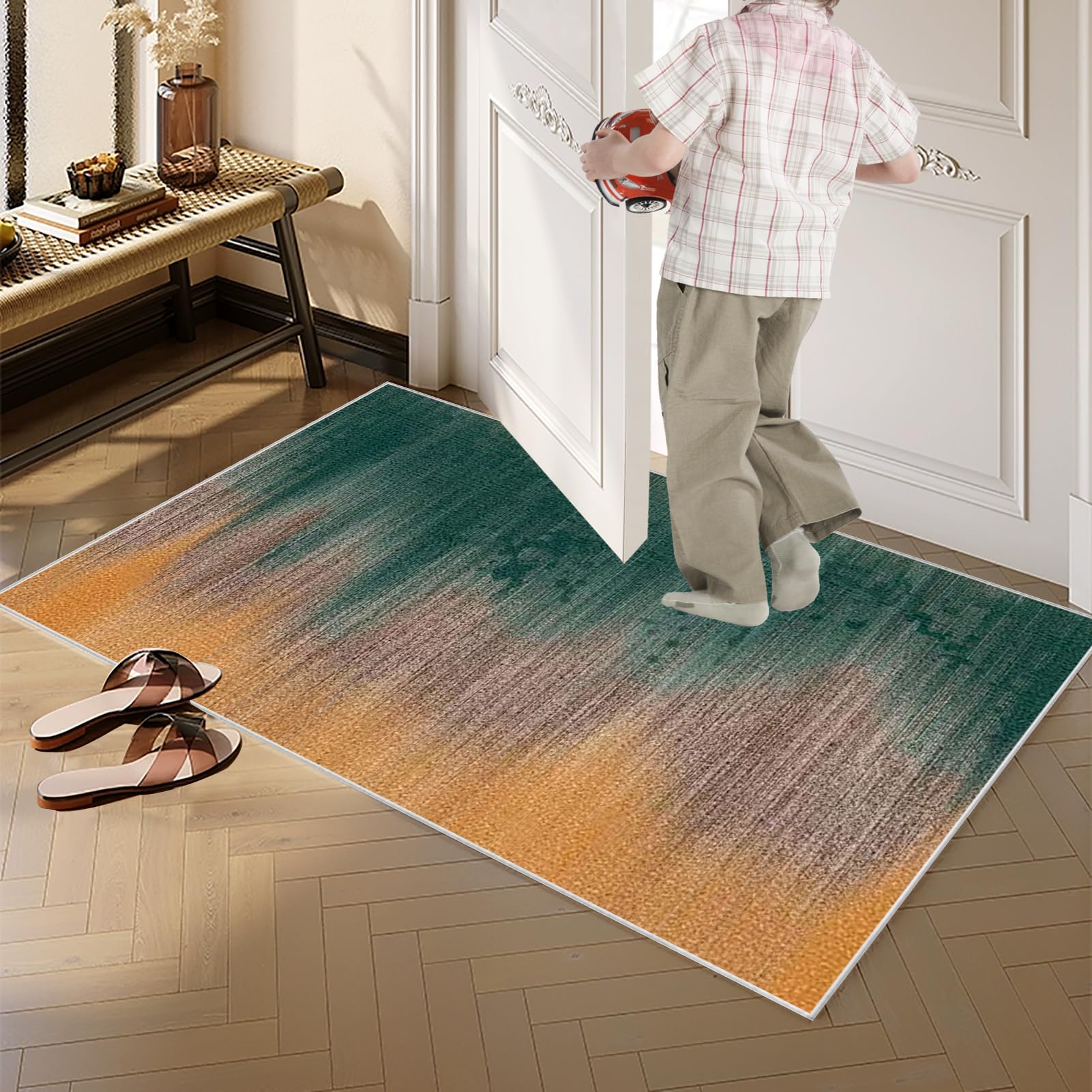 Chodnik dywanowy, antypoślizgowy dywan do przedpokoju, 120 x 180 cm, chodnik wejściowy, nadaje się do prania, chodnik kuchenny, dywan na korytarz, dywanik do korytarza, sypialni