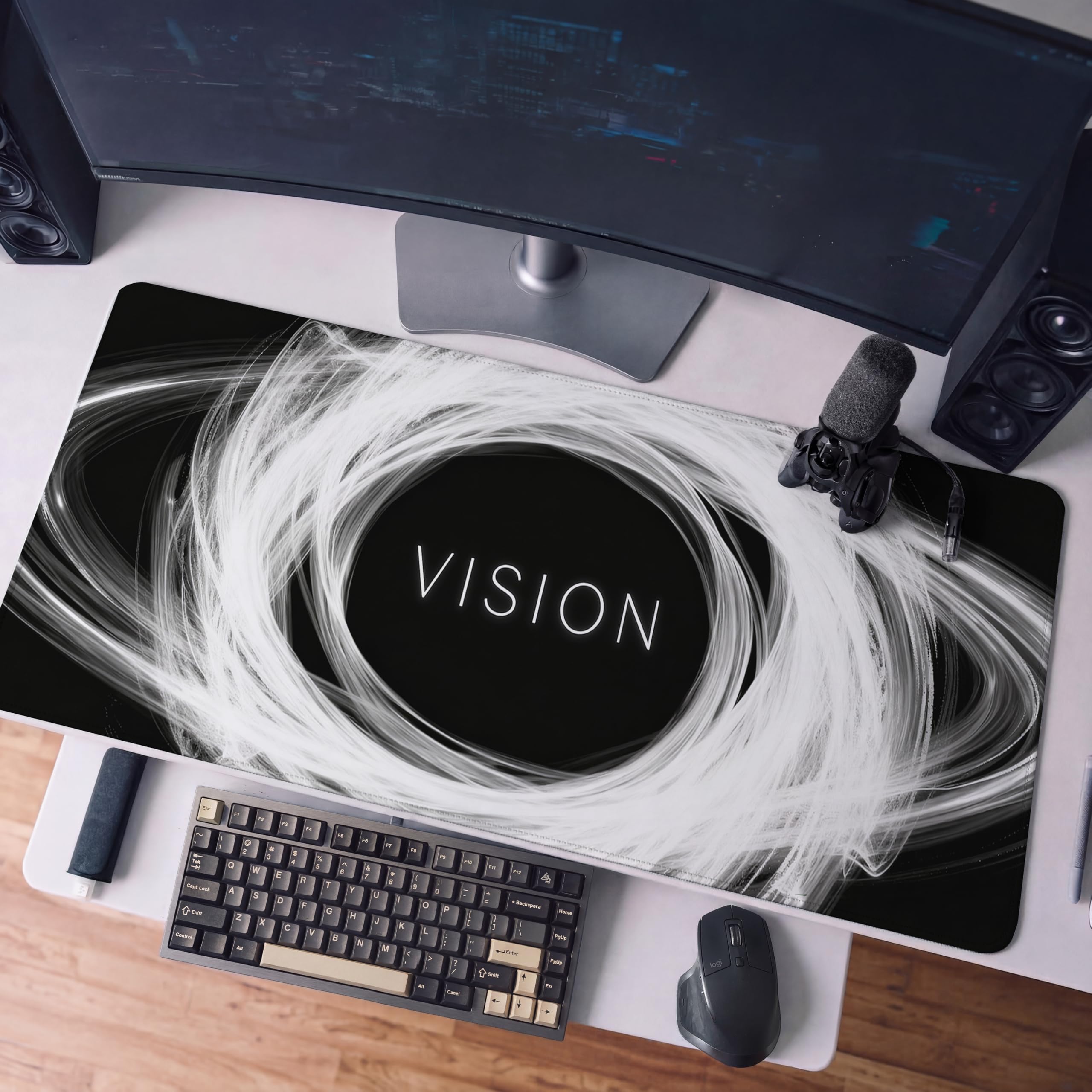 SoulAbiti Vision Extended Desk Pad (36x14 Inch) - Deep Work Productivity XXL Mouse Pad - Non-Slip Rubber Base & Stitched Edges