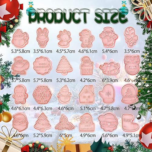 Miniatura 2 de 24 sellos de galletas de Navidad, cortadores de galletas de jengibre, estampado de Navidad, Papá Noel, alce, muñeco de nieve, moldes de plástico 3D