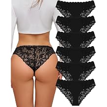 Womens Sexy Underwear Cotton Lace Cheeky Low Rise Bikini Panties 6Pack S-XL