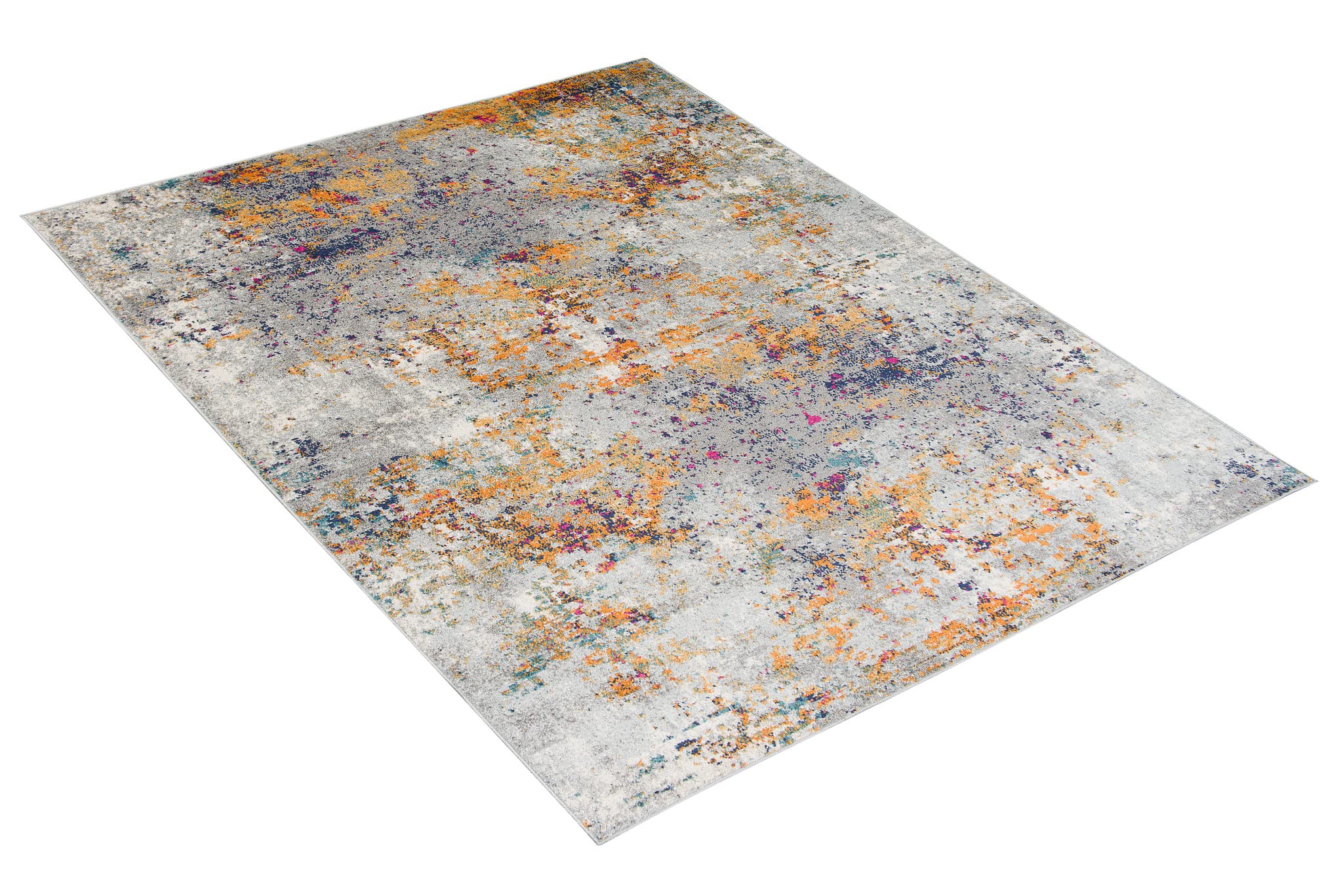 TAPISO Denver Teppich Kurzflor Orange Grau Blau Abstrakt Meliert Verwischt Schlafzimmer Wohnzimmer Büro Modern Design ÖKOTEX 120 x 170 cm
