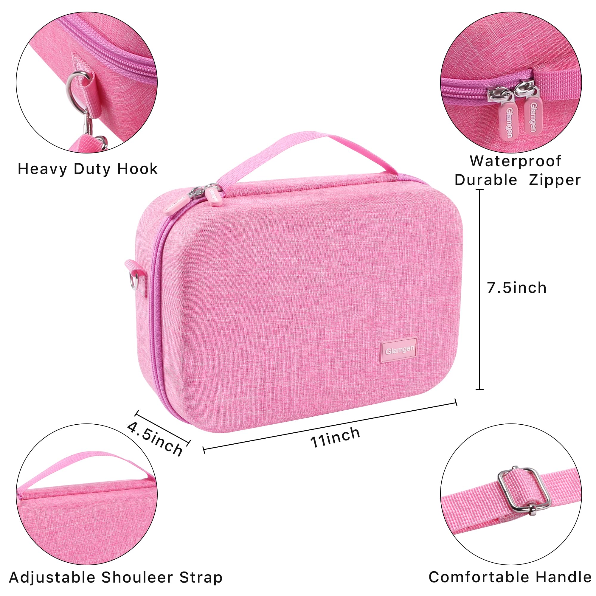 Glamgen Custodia da trasporto per Nintendo Switch, grande custodia per Nintendo Switch, custodia da viaggio portatile con 16 carte da gioco per controller e accessori, rosa