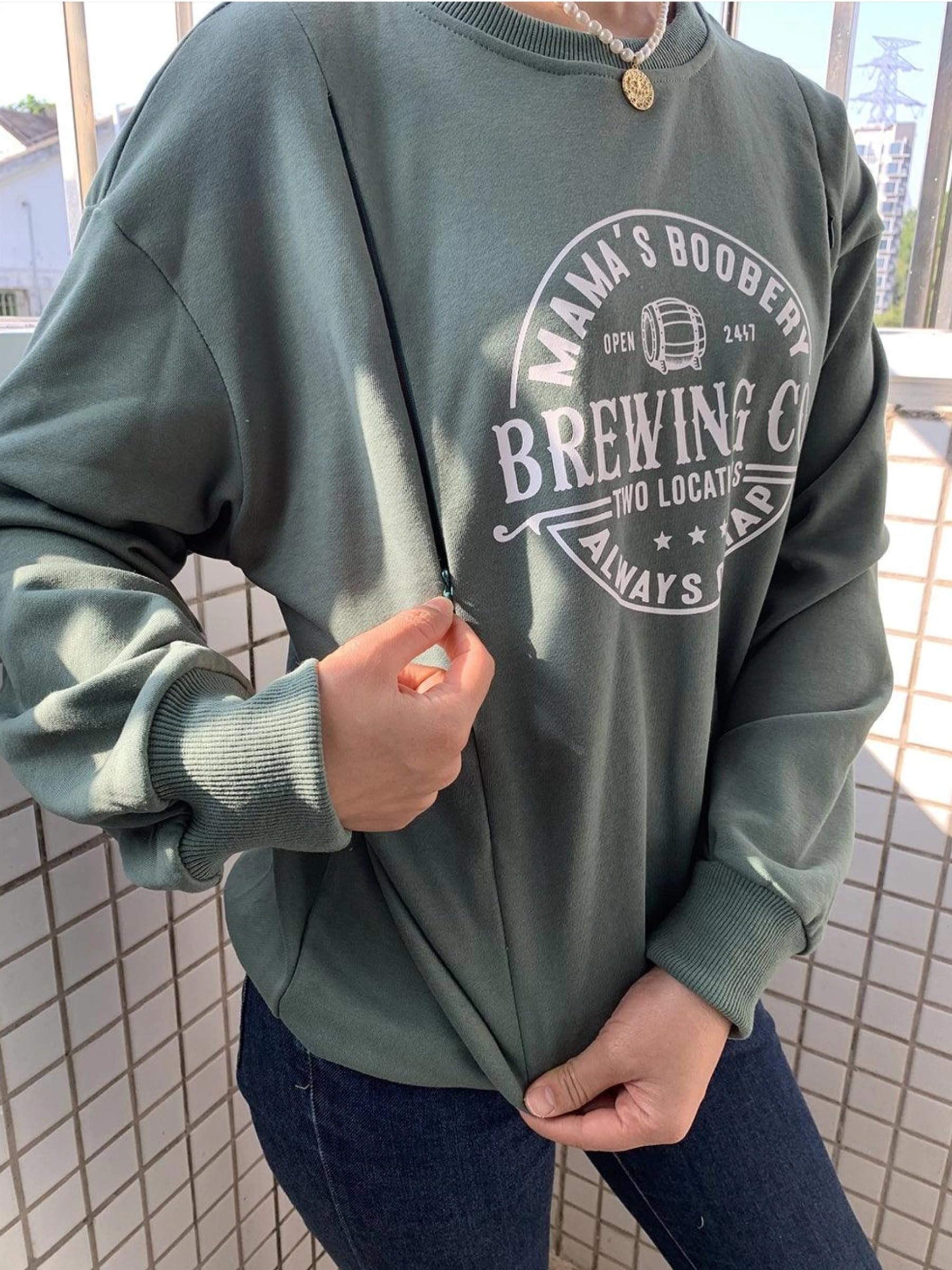 Stillshirt Umstandstop Langarm Umstandsmode Stillkleidung für Schwangere
