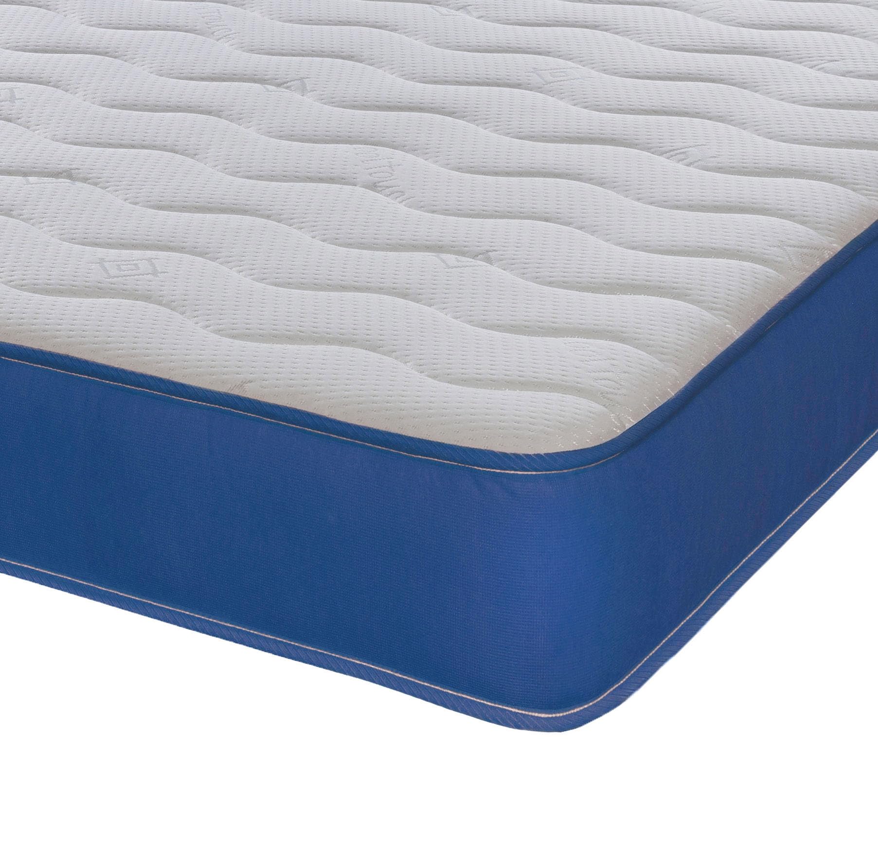 Cooltouch Essentials Wave 18cm Deep Dark Blue Quilted Hybrid Spring Mattress - White / Junior