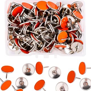 100pcs Reflective Tack Trail, Glow in The Dark Tacks Hunting Trail Markers Metal Reflective Thumb Spikes for Trail Marking Hiking Camping Tree Stands (Orange)