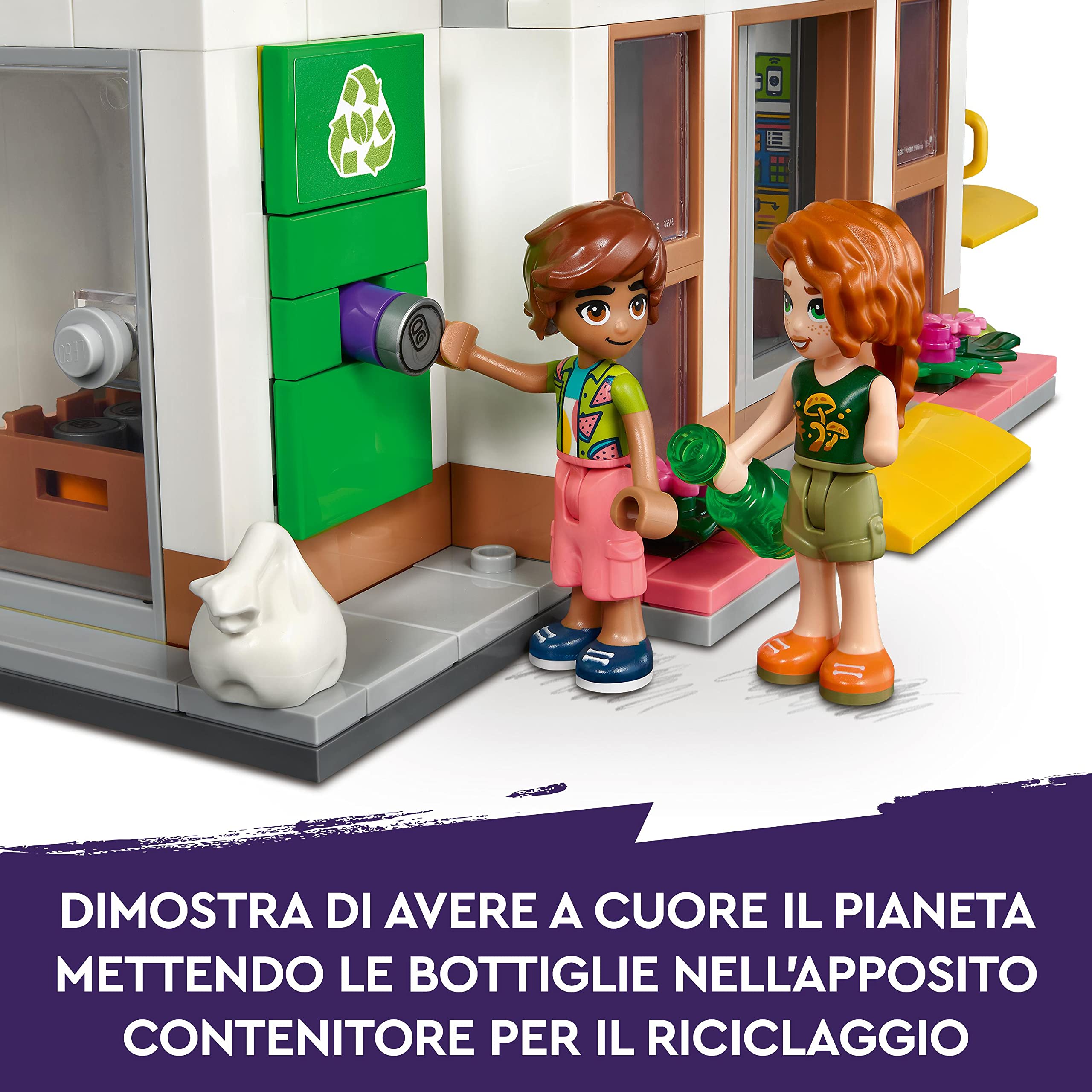 LEGO Friends Negozio di Alimentari Biologici, Supermercato Giocattolo per Bambine e Bambini da 8 Anni, Set con Camion e 4 Mini Bamboline, Personaggi Serie 2023 41729