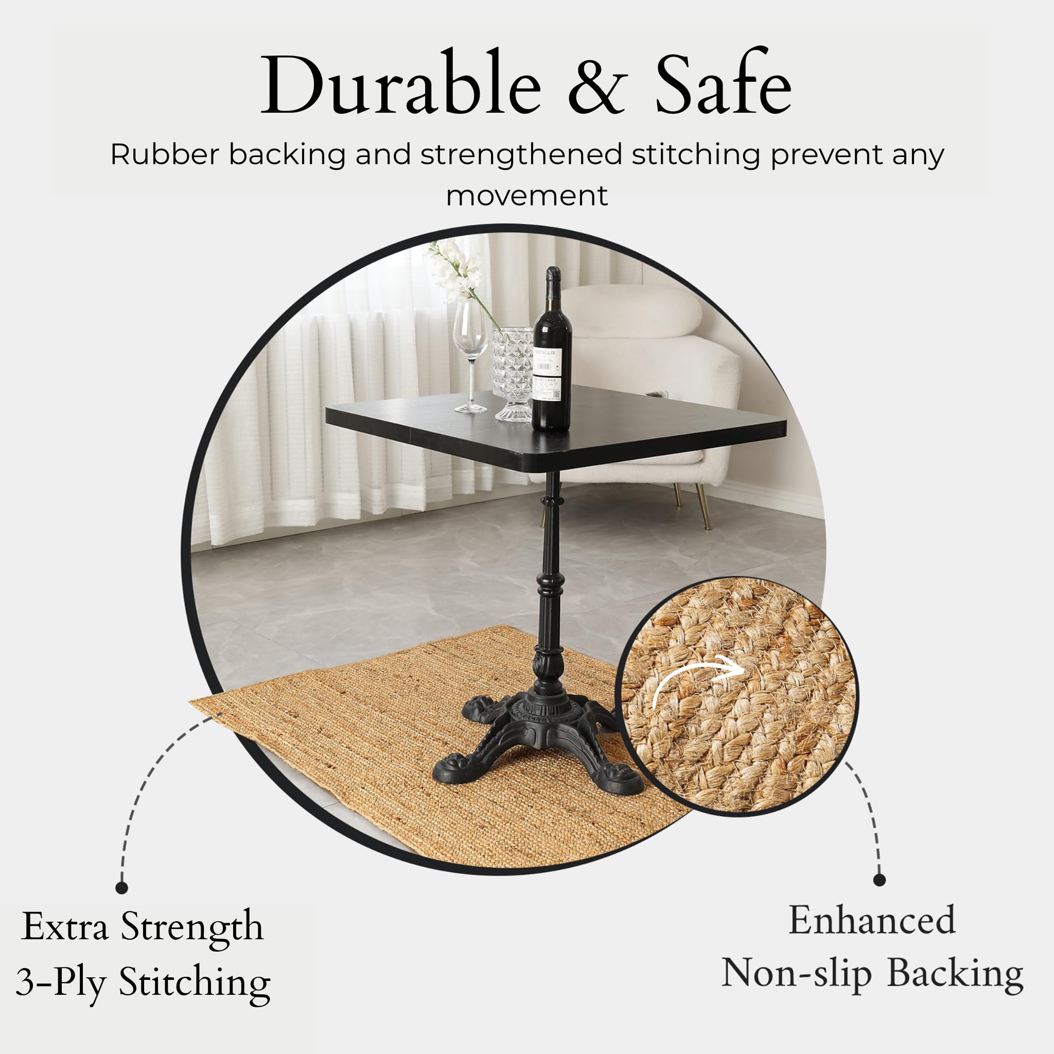 Alfombra de yute, alfombra natural de 2 x 6 pies, respetuosa con el medio ambiente e hipoalergénica, duradera, no desprende pelusa, alfombra de fibra natural como tapete de entrada o tapete de cocina