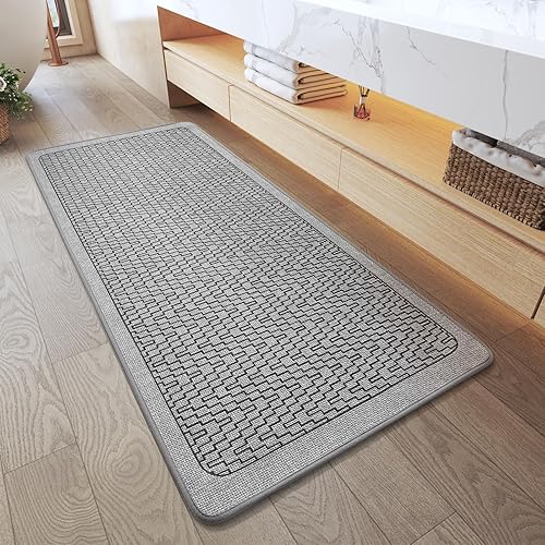 Miniatura 23 de Alfombra de baño de medio círculo, alfombras de baño finas para debajo de la puerta, de secado rápido, antideslizante, lavable, con respaldo de