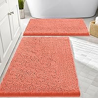 Vista 39 de Smiry - Juego de alfombras de baño de 2 piezas, suaves, absorbentes, de felpilla, lavables a máquina, antideslizantes, para bañera, ducha y piso Gris