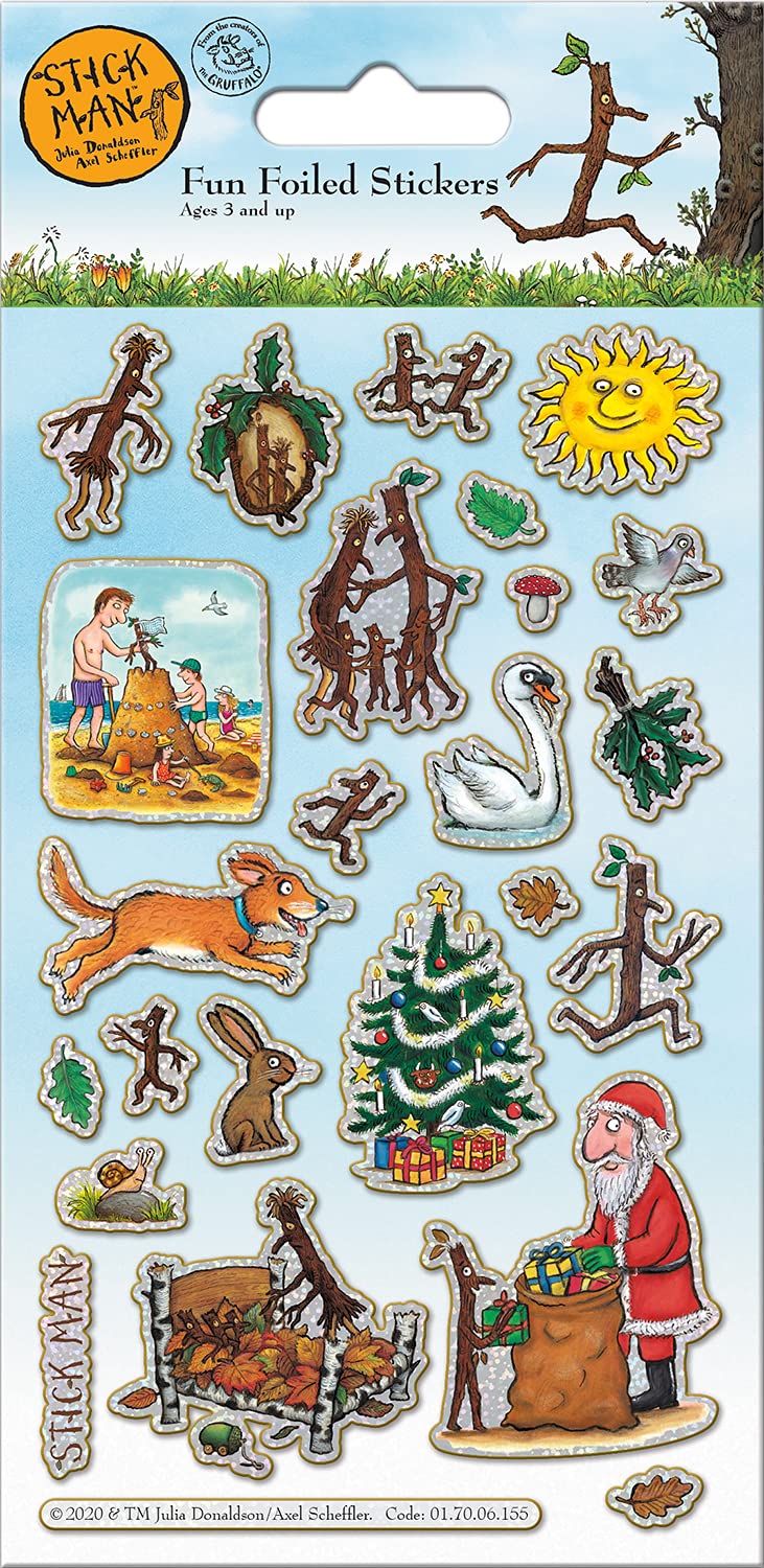 Paper Projects Stick Man Sparkly Reusable Stickers | Official Licensed Product ,Blue,19.5cm x 9.5cm