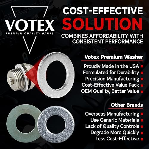 Miniatura 2 de VOTEX -Fabricado en Estados Unidos- Arandela de trituración de tapón de drenaje de aceite M14 0.551 in, anillo de sello de junta - Compatible con