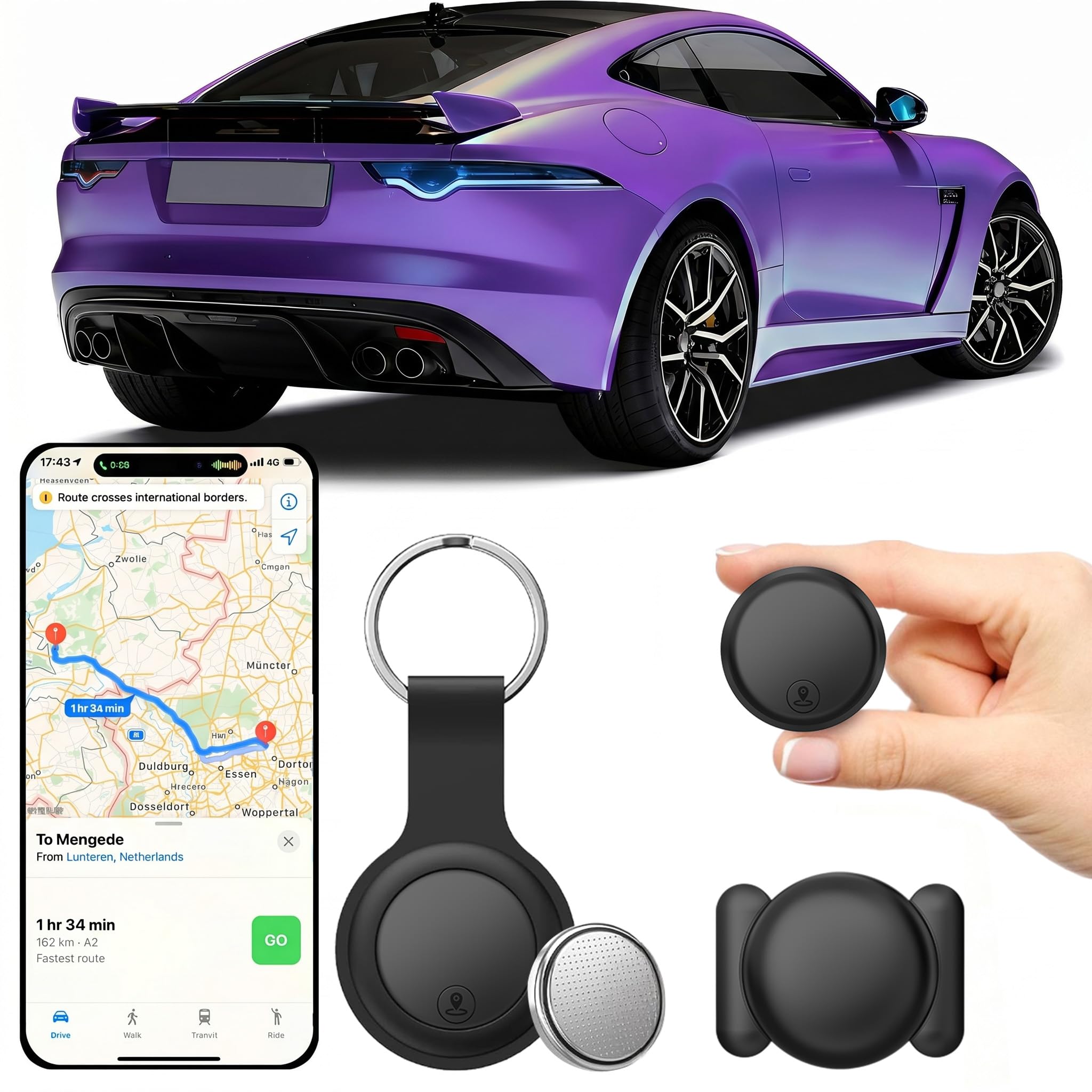 GPS Tracker Auto(Kompatibel mit iOS & Android) GPS Tracker Auto Ohne ABO,2026 Neues Magnetischer Smart Tag Objektfinder Globale Abdeckung Mini Tracker Weltweite IP67 für Autos,Motorräder,Fahrrad