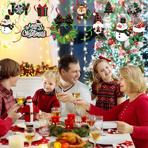 Miniatura 6 de Sumind Juego de 30 decoraciones navideñas para colgar en el techo, muñeco de nieve y alce, letrero de aluminio para colgar, decoración de interiores