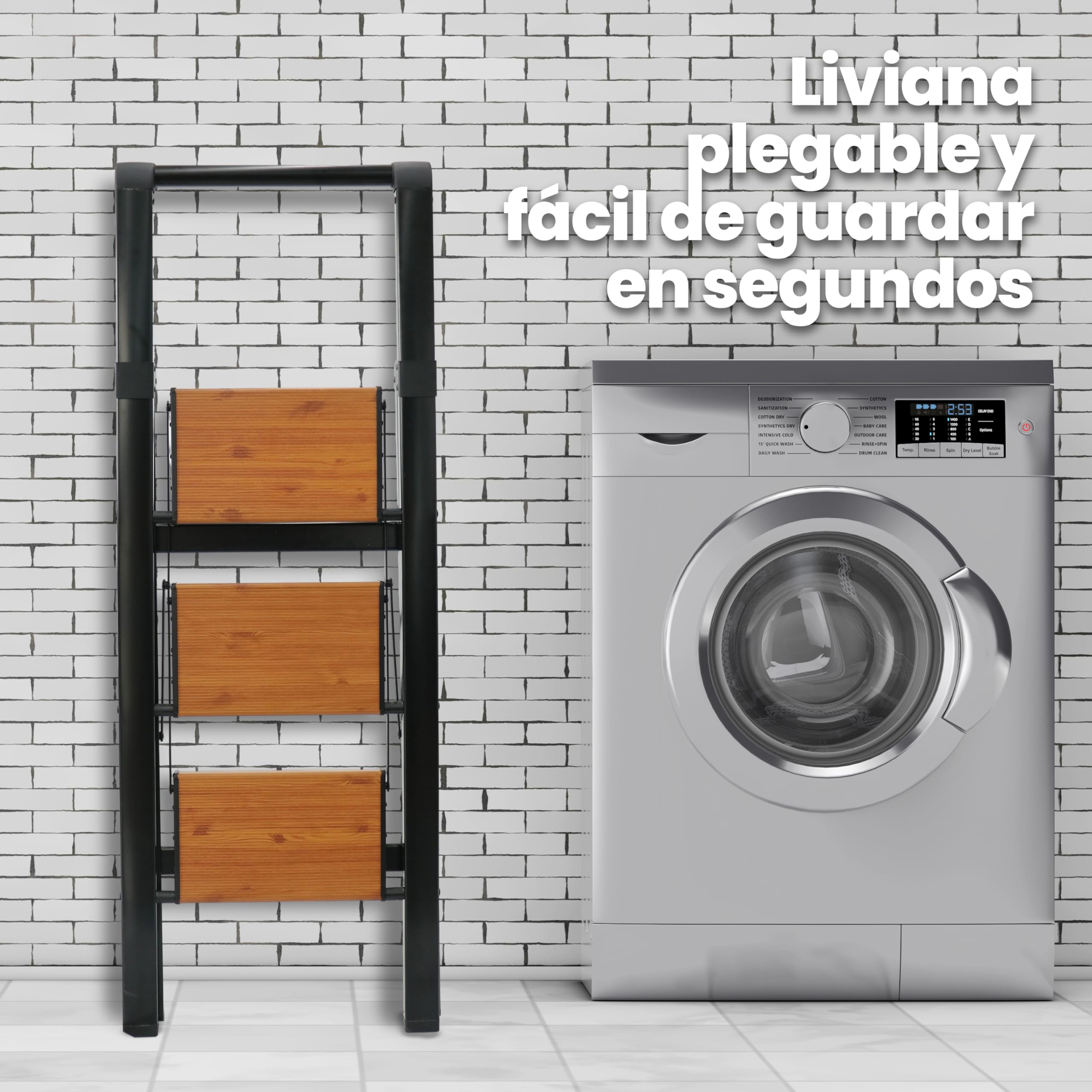 UZIRO Escaleras Plegables 3 Peldaños, Escalera de Aluminio 3 Peldaños Anchos, Sistema Antodeslizante, Muy Liviana y Facil de Guadar