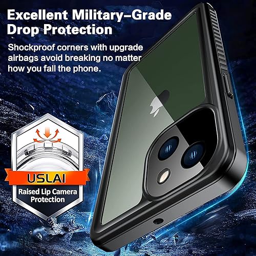 Miniatura 3 de Funda impermeable para iPhone 13 Mini, protector de pantalla integrado 16 pies militares a prueba de caídas IP68 bajo el agua a prueba de caídas de