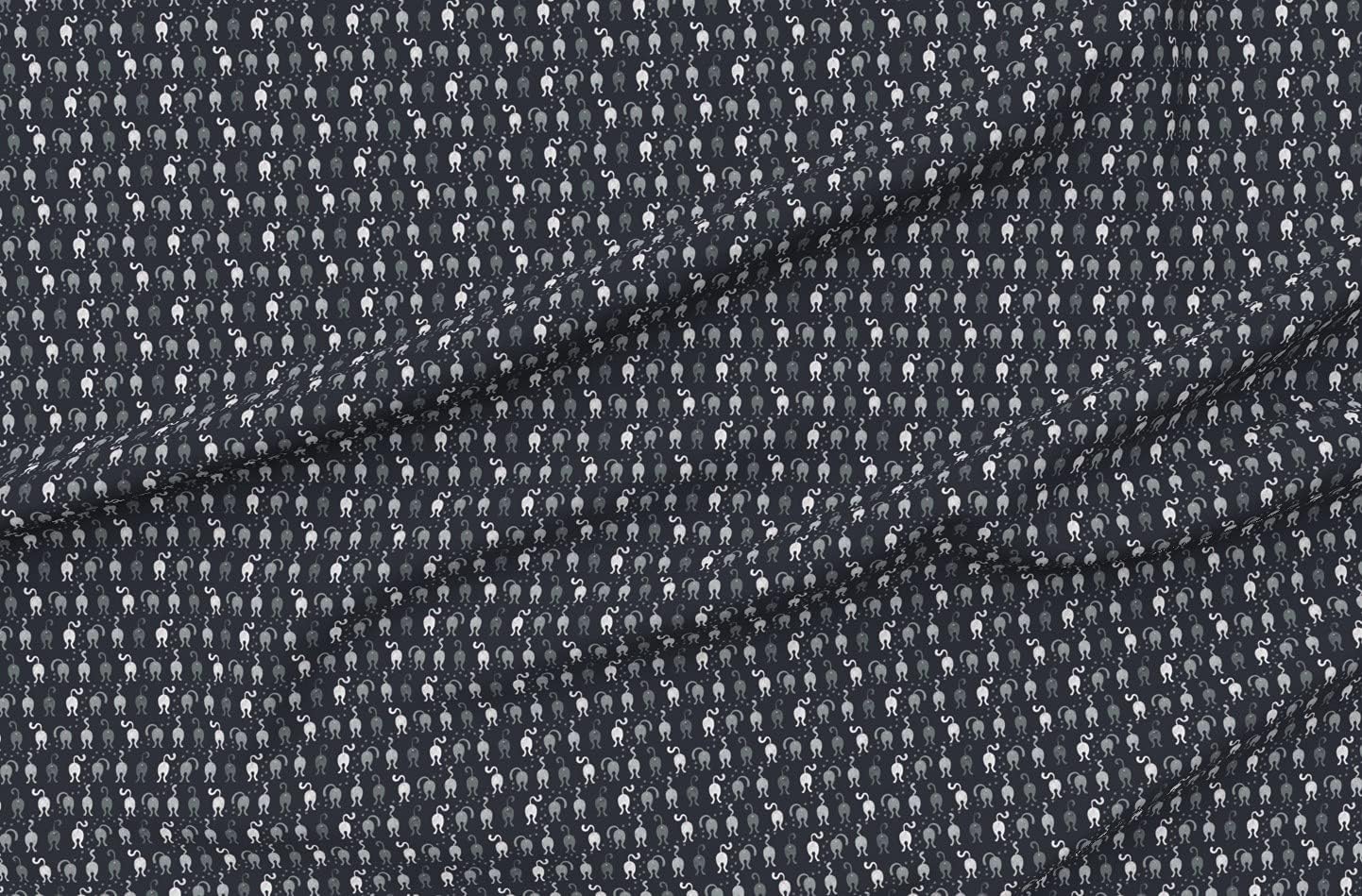 Spoonflower Fabric - Cat Butts Cats Gray Kitty Kitten Animal Pets Printed on Polartec(R) Fleece Fabric by The Yard - Sewing Blankets Loungewear and No-Sew Projects