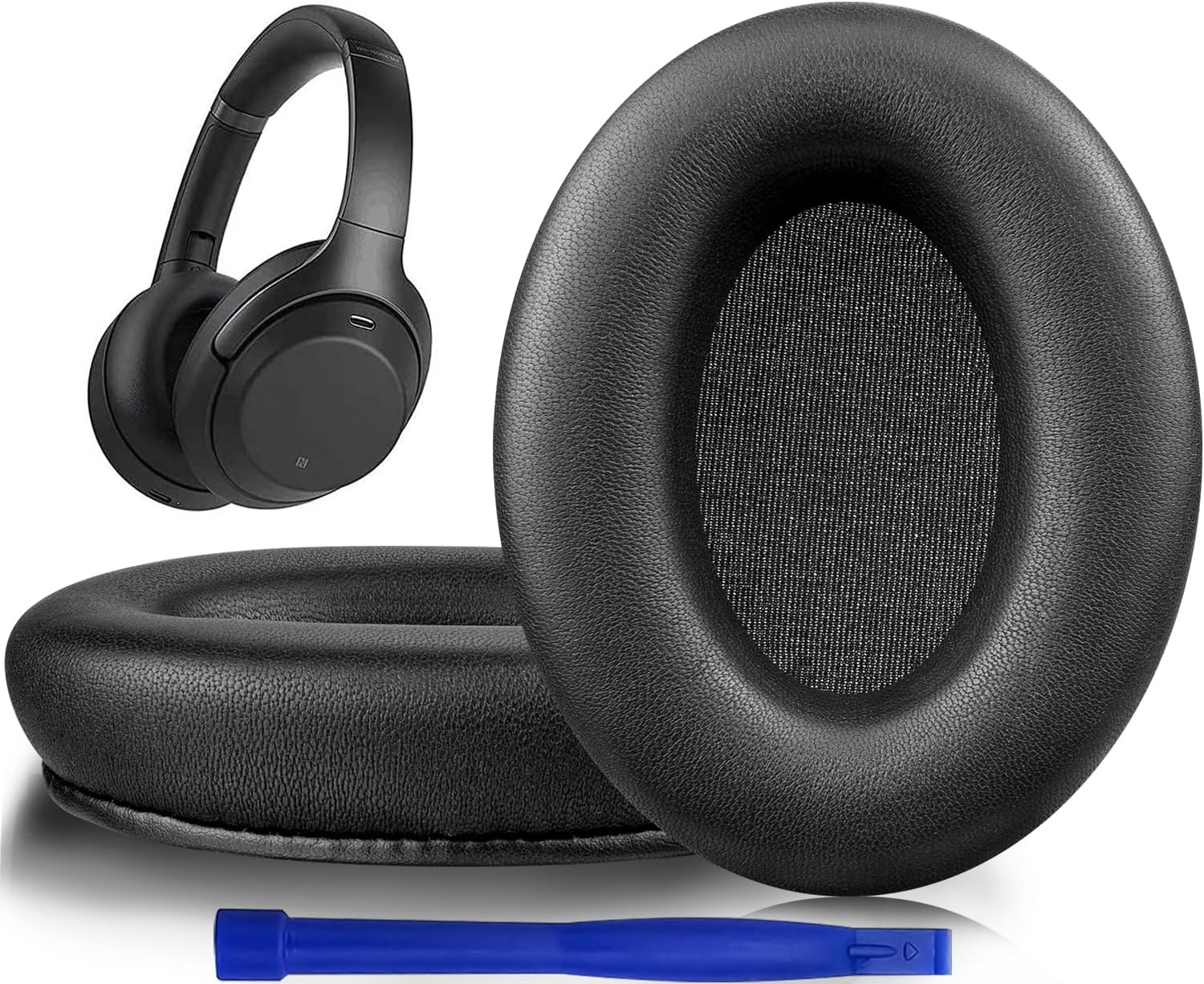 SOULWIT Lambskin Professional Replacement Earpads Cushions for Sony WH-1000XM3 (WH1000XM3) Over-Ear Headphones, Ear Pads Cushions with Noise Isolation Foam, Added Thickness - Brilliant Black