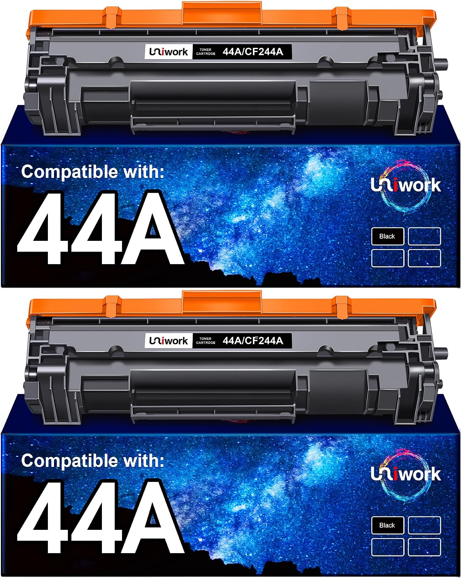 Uniwork 44A CF244A Toner Black for HP 44A CF244A Toner Cartridge, Compatible with HP Laserjet Pro M15w M16w M15a M16a M15 M16 Toner, HP MFP M28w M28a M29a M29w M28 M29 Toner Printer (Black, Pack of 2)