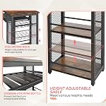 Bestier Bar Table and Chair Set, Industrial Expandable Dining Table with 2 Bar Stools, Kitchen Counter with Wine Rack & 3 Tier Adjustable Storage Shelves Rustic Brown