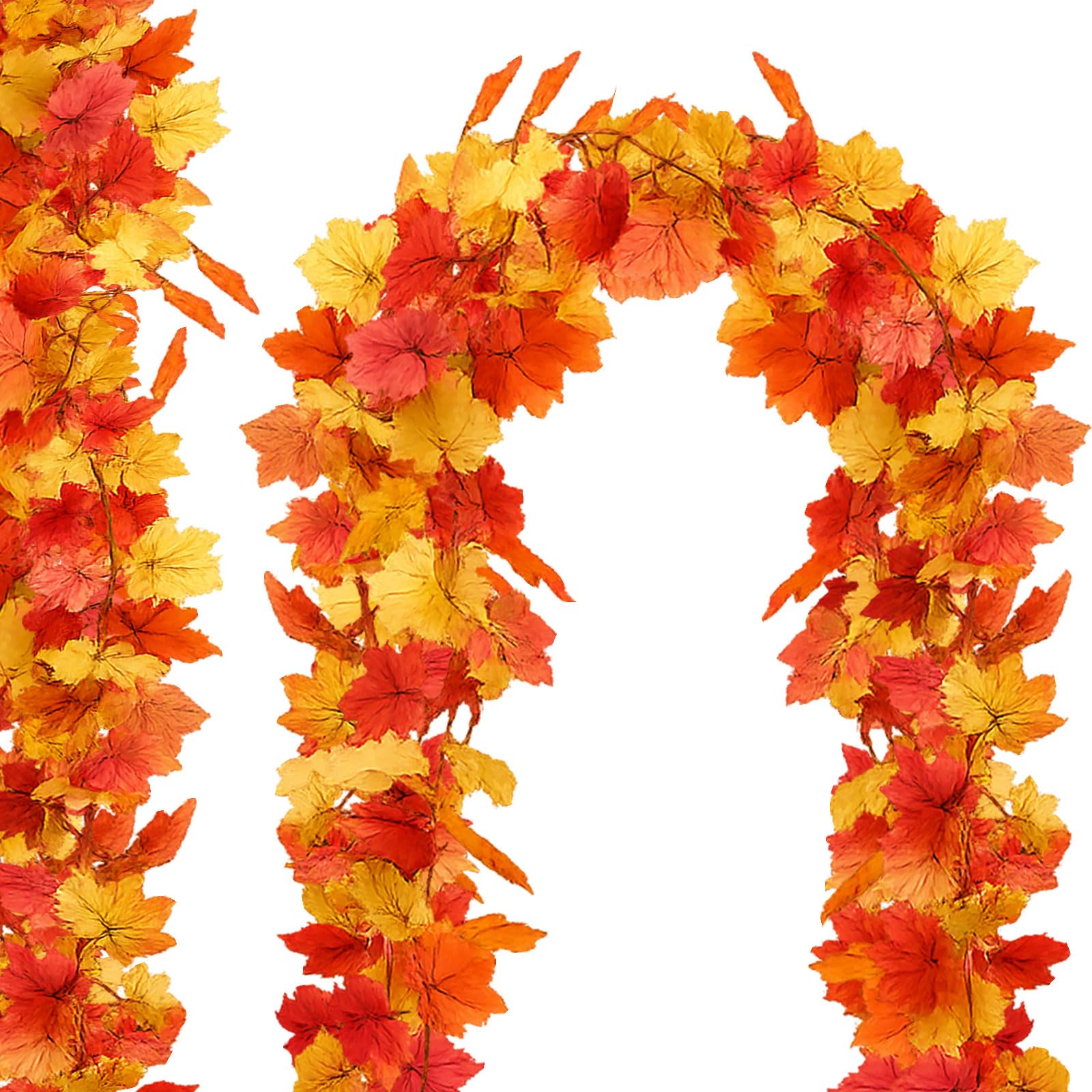 2 Pcs Artificial Autumn Fall Maple Leaf Garland, 66Inch /Piece Fall Leaves