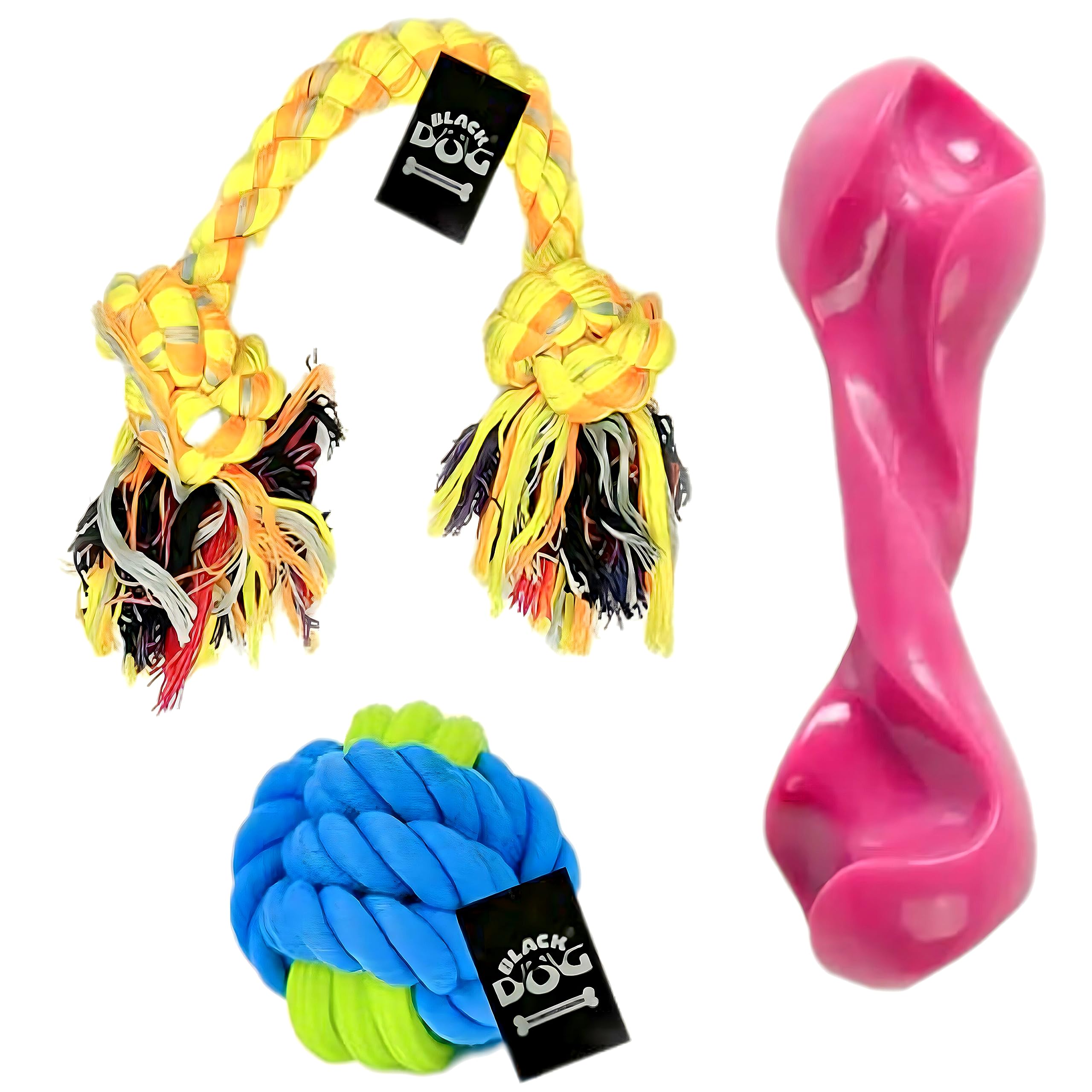 BLACKDOG Puppies Interactive Toys + Dogs Attractive Cotton Poly Chew Dog Toys + Rope for Teething Suitable for Adult, Small, Puppy & Medium Puppies with Chew Bone, All in One Dog Toys (B0C55J37FS) Amazon Price History, Amazon Price Tracker