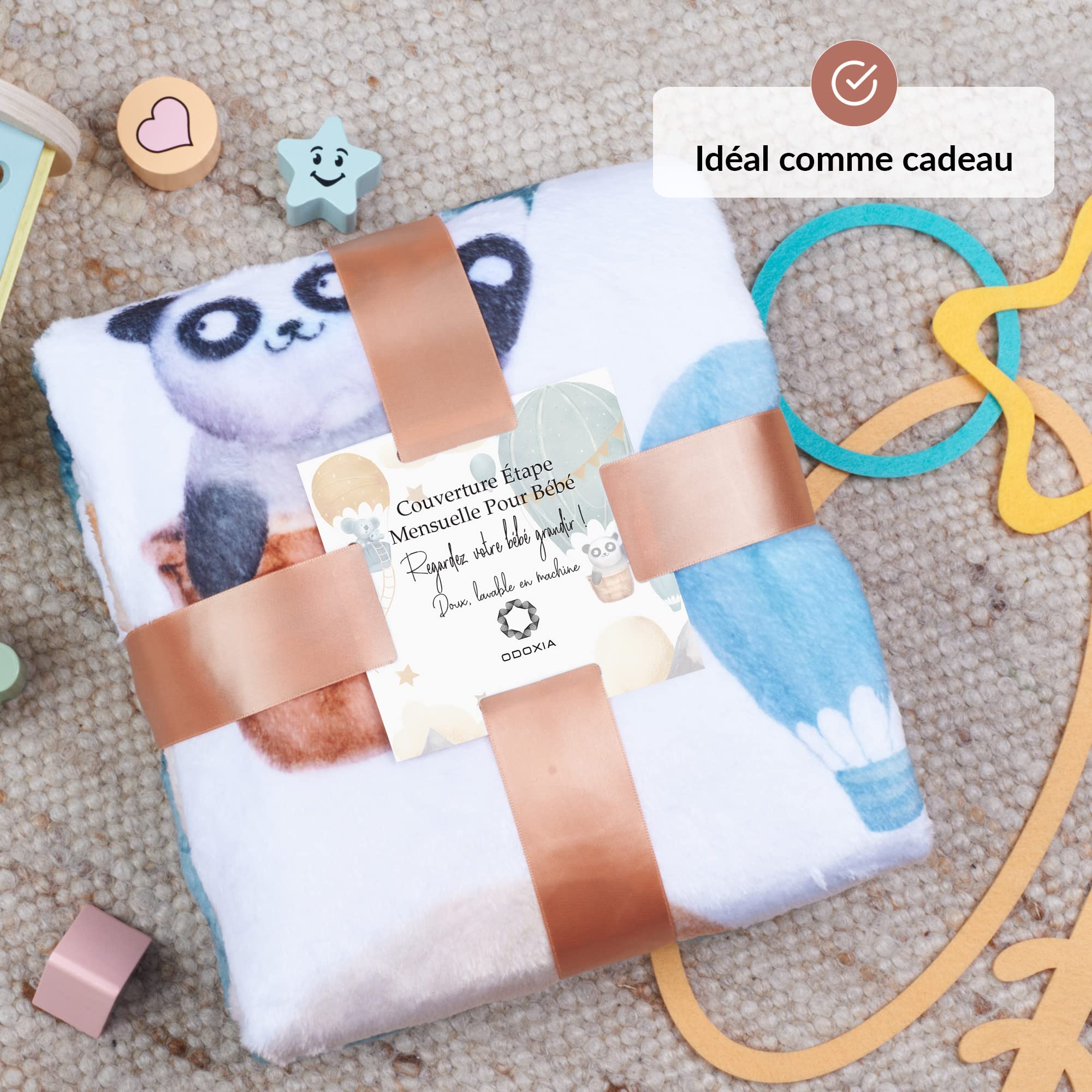 ODOXIA Coperta per bambino o ragazza, unisex, a tema palloncino, regalo per neonato, baby shower personalizzato, tappeto fotografico per