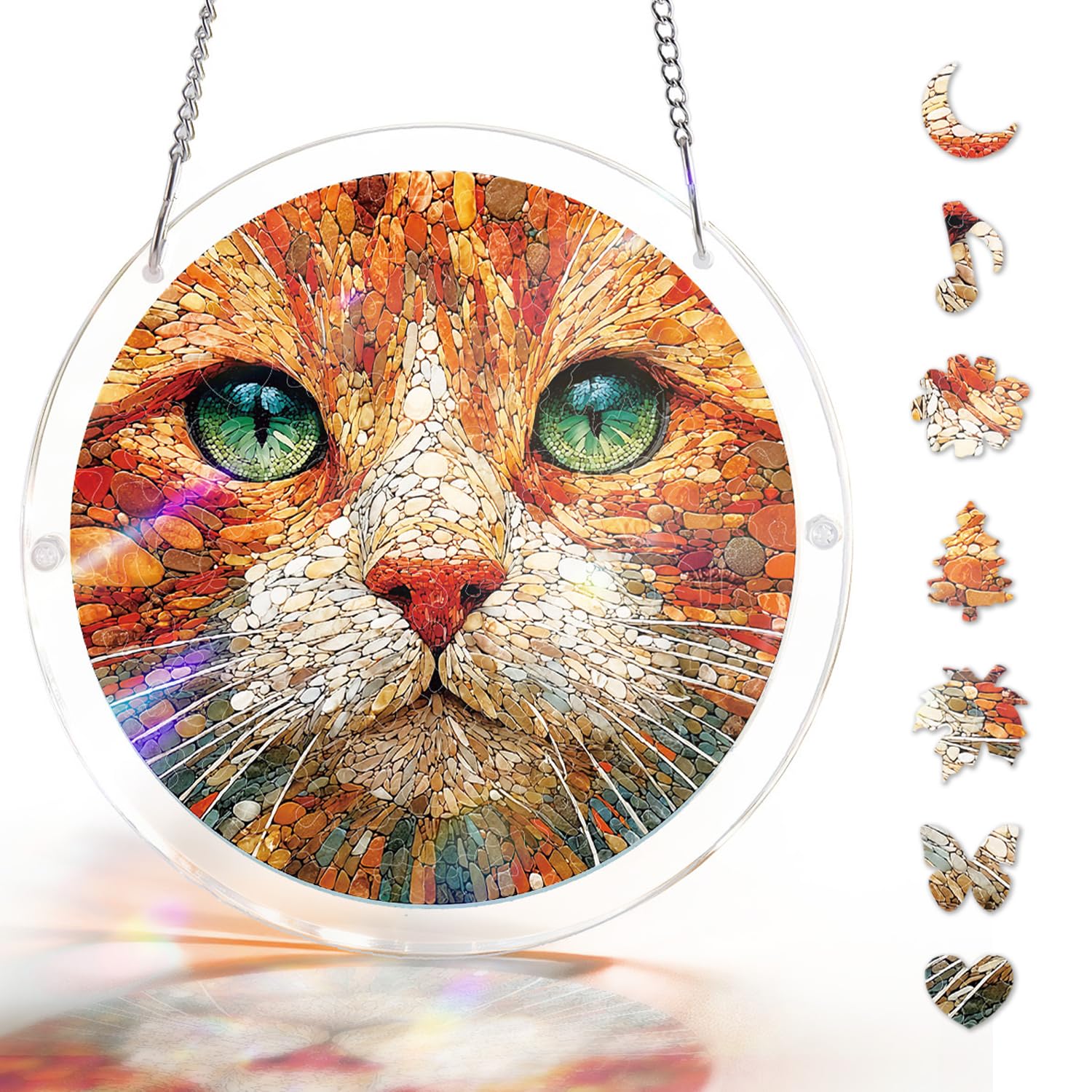 Acrylic Suncatcher Puzzle-Stone Cat, Hanging Suncatcher Ornament 7.4 In, DIY Suncatcher Kits for Adults, Sun Catcher for Window Garden, Garden Decor Gift for Mom, Women, Men, Friends — image 1