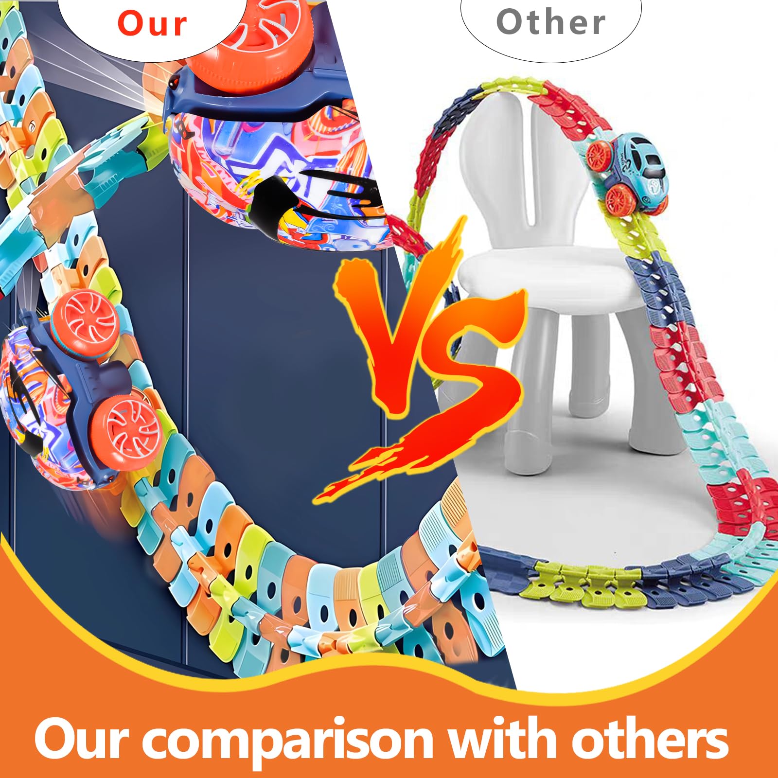 PATEMZON Circuit Voiture Electrique Enfants, Pistes De Course De Voiture Jouet Avec Lumière Et 2 Poignées