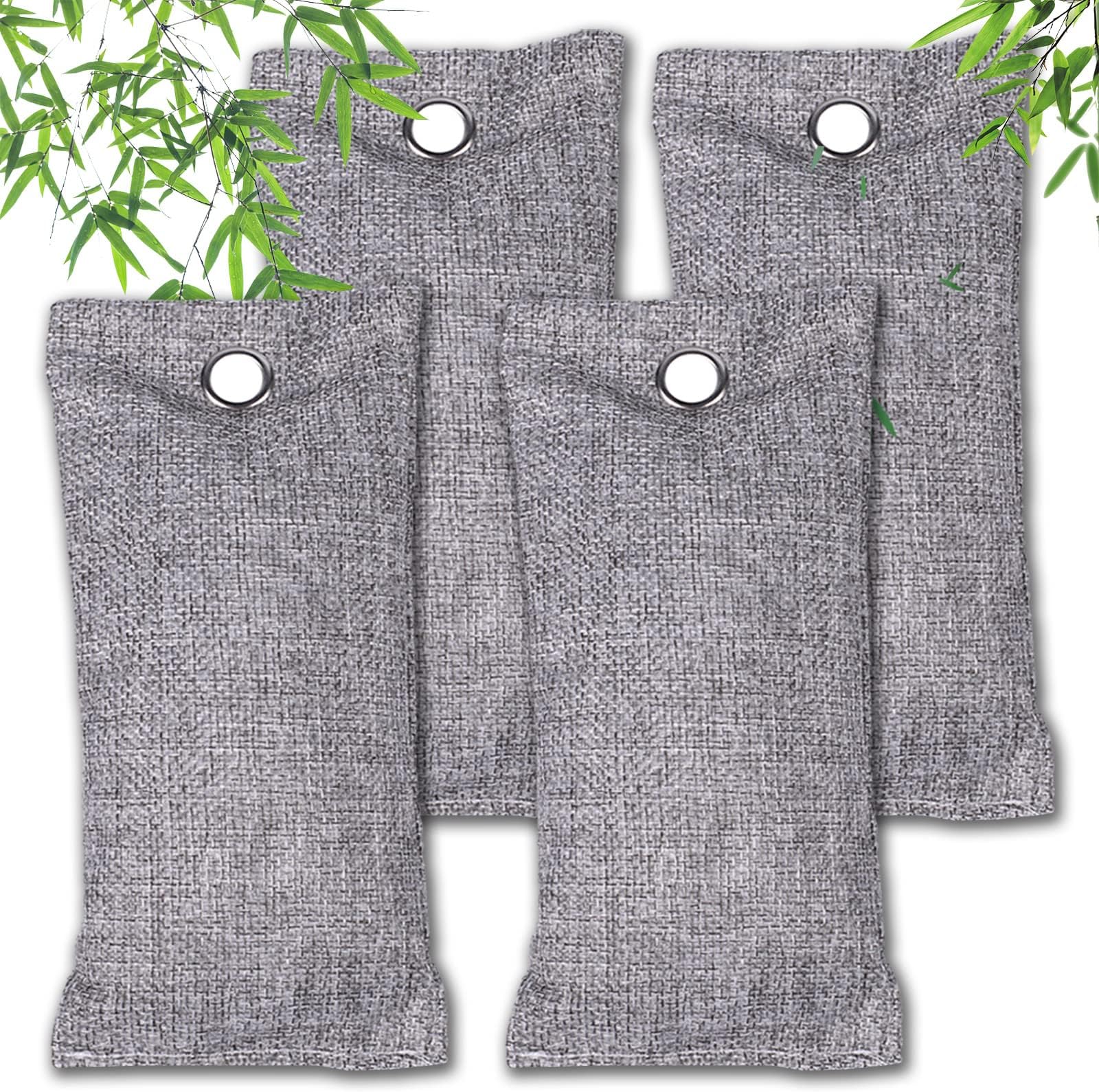 wyewye Bamboo Charcoal Air Purifying Bags, 4x75g, Odour Eliminator, Fridge Fresheners, Fridge Deodoriser, Small Pouches for Nooks, 75g Pack of 4
