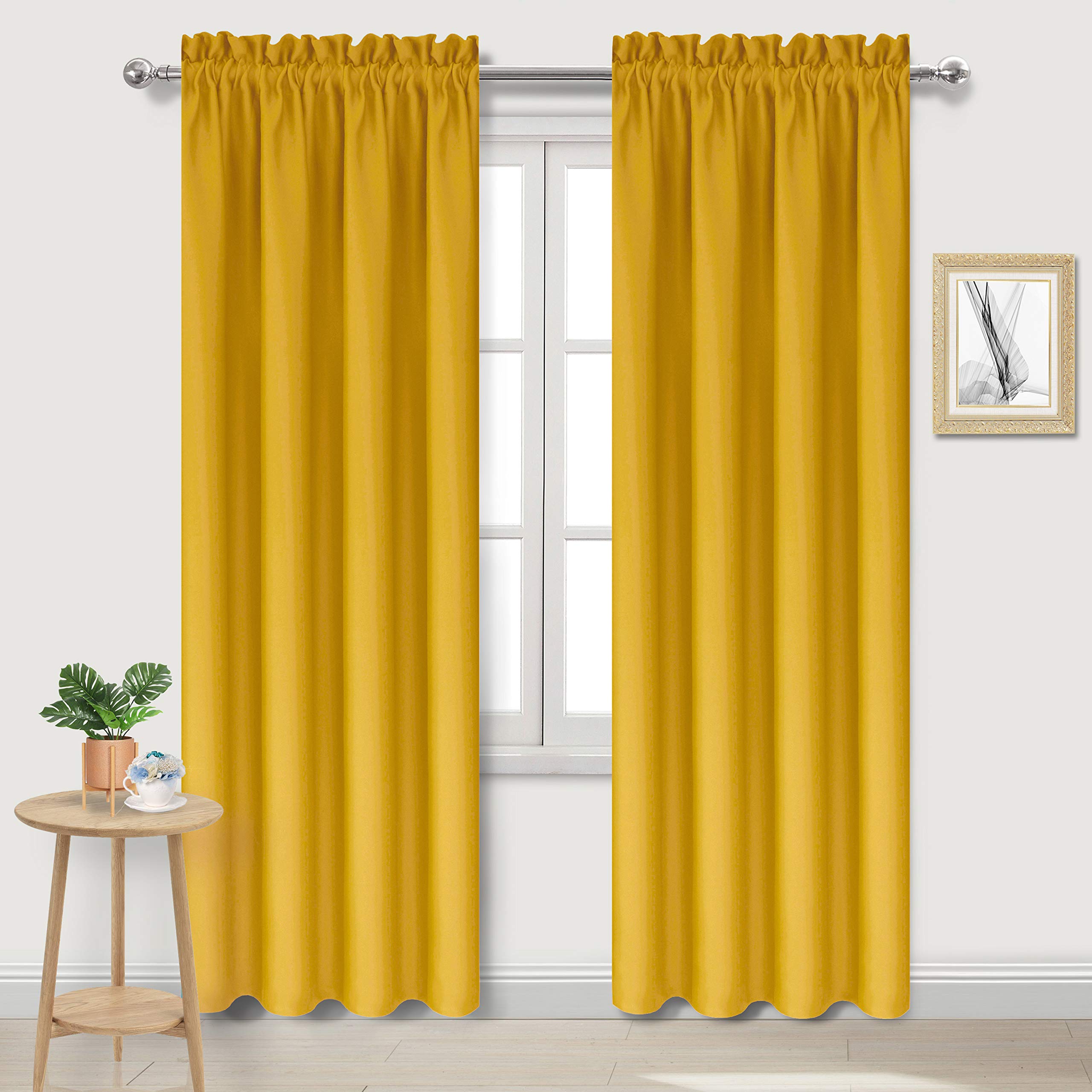 Amazon.com: DWCN Yellow Room Darkening Blackout Curtains - Thermal ...