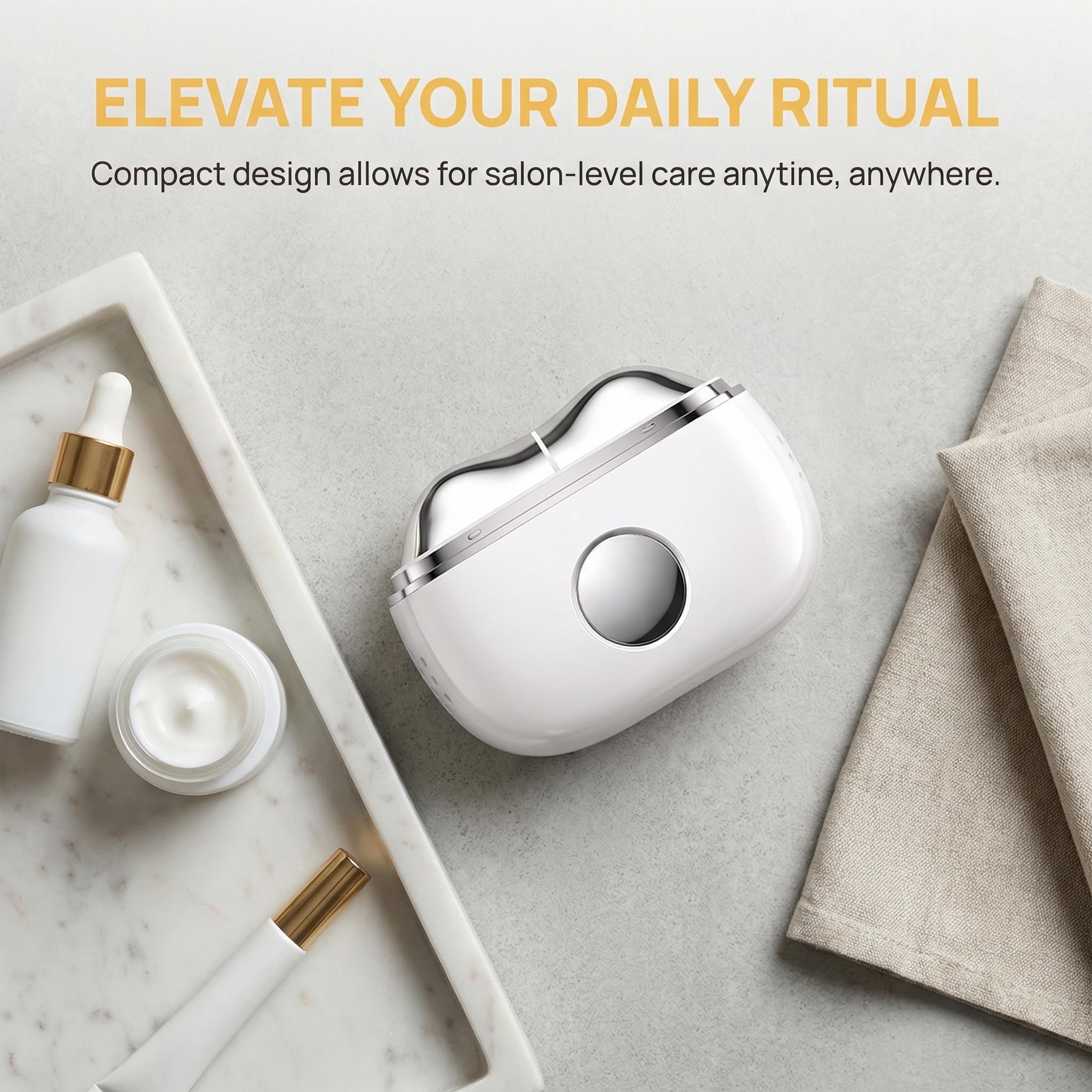 Masajeador facial eléctrico Gua Sha 7 en 1, herramienta de escultura de cuello y cara caliente y fría, vibración para reafirmar, esculpir y cuidar la piel (blanco)