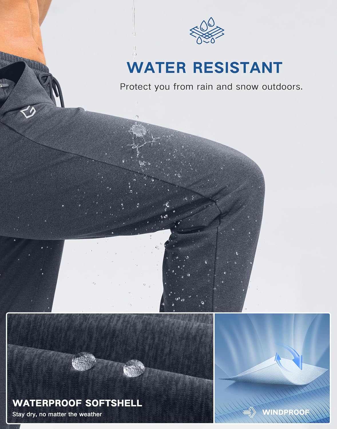 G Gradual Men's Fleece Lined Pants with Zipper Pocket Winter Warm Athletic Joggers Sweatpants for Men Workout Running Gym - Image 7