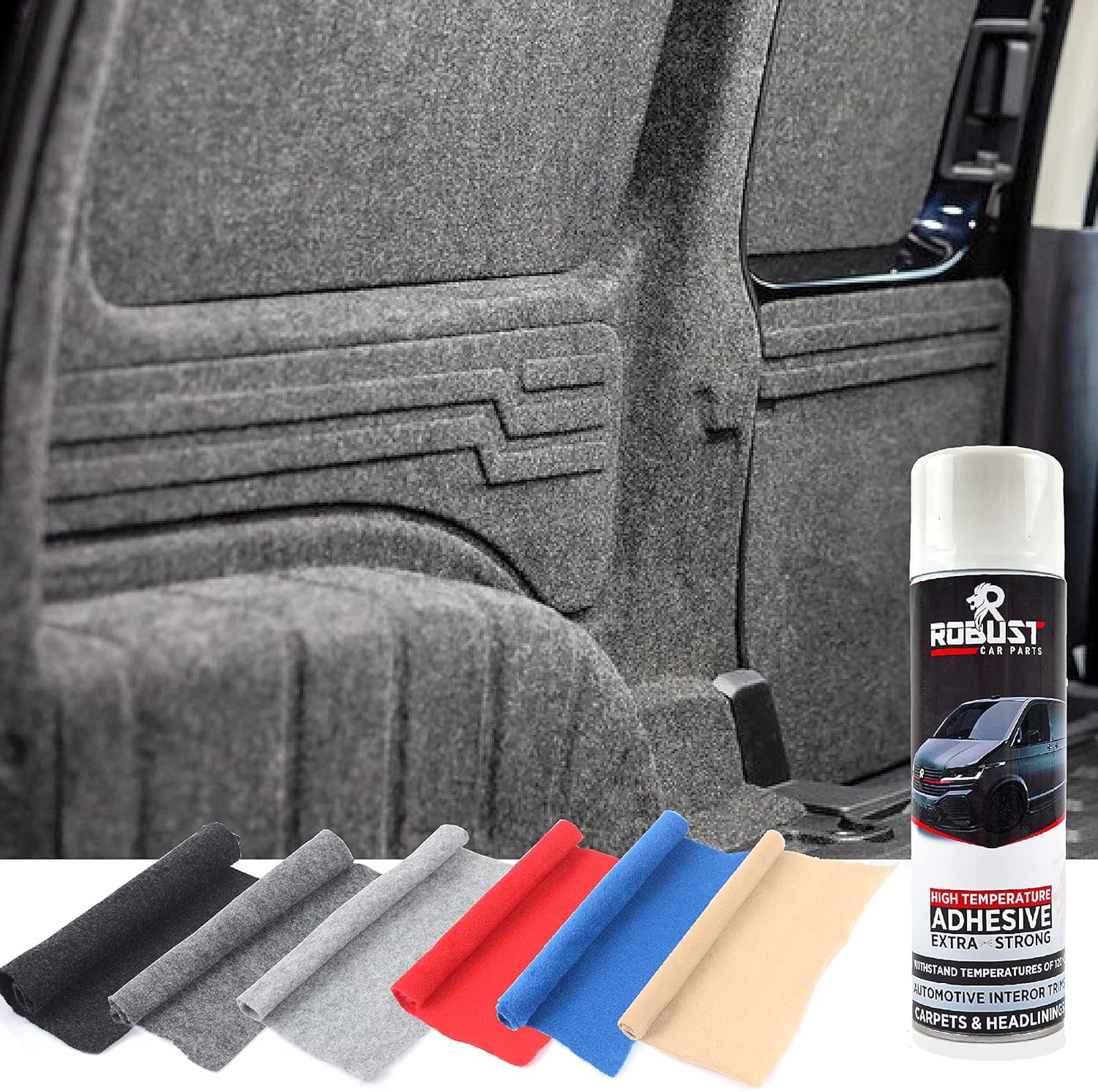 Van Lining Carpet - Various Size 4 Way Stretch Camper Conversion Pliable Trim(White-Grey,1 Metre x 2 Metre +1 Can) — view 6