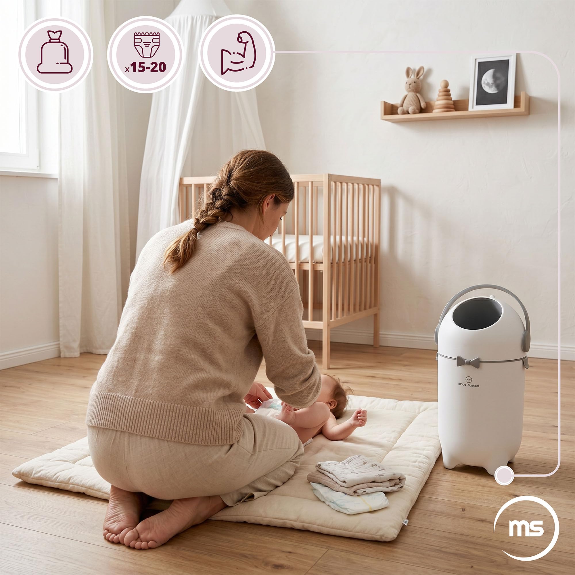 Moby-System Windeleimer geruchsdicht für Standard-Müllbeutel