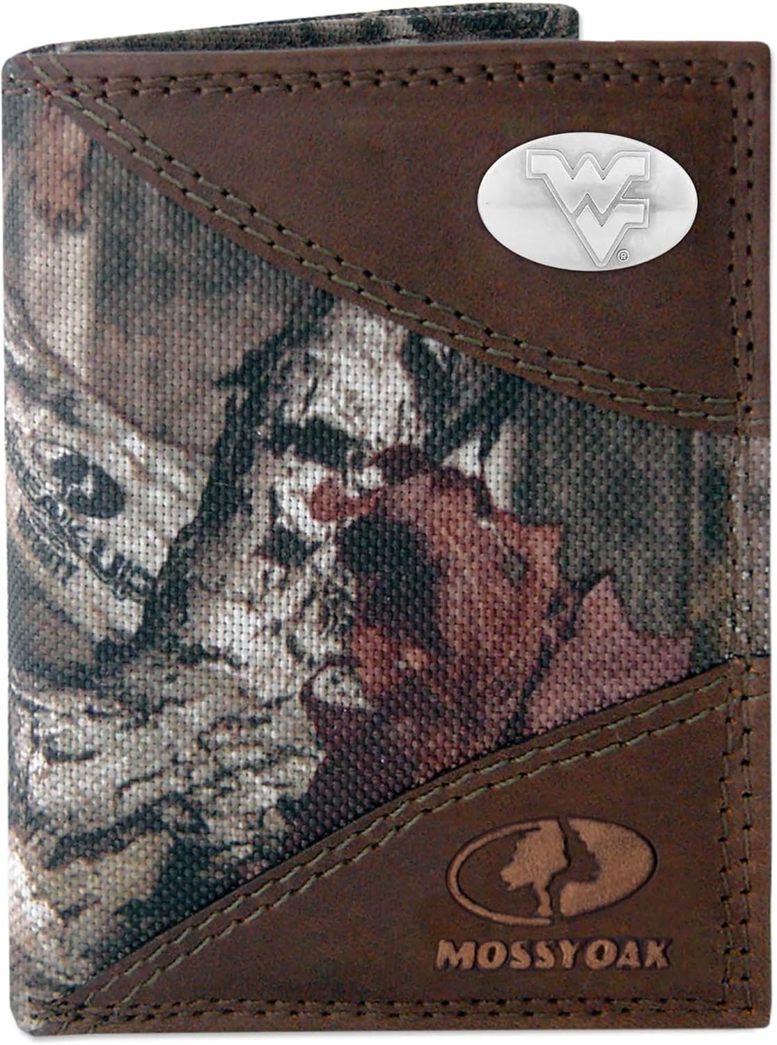 ZEP-PRO Men's Mossy Oak Nylon and Leather Trifold Concho Wallet, Camo, One Size